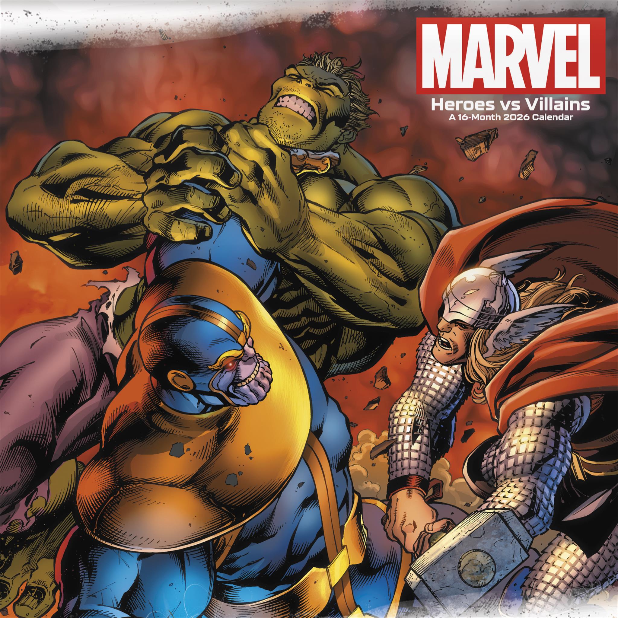 Marvel Heroes Vs Villains 2026 Wall Calendar