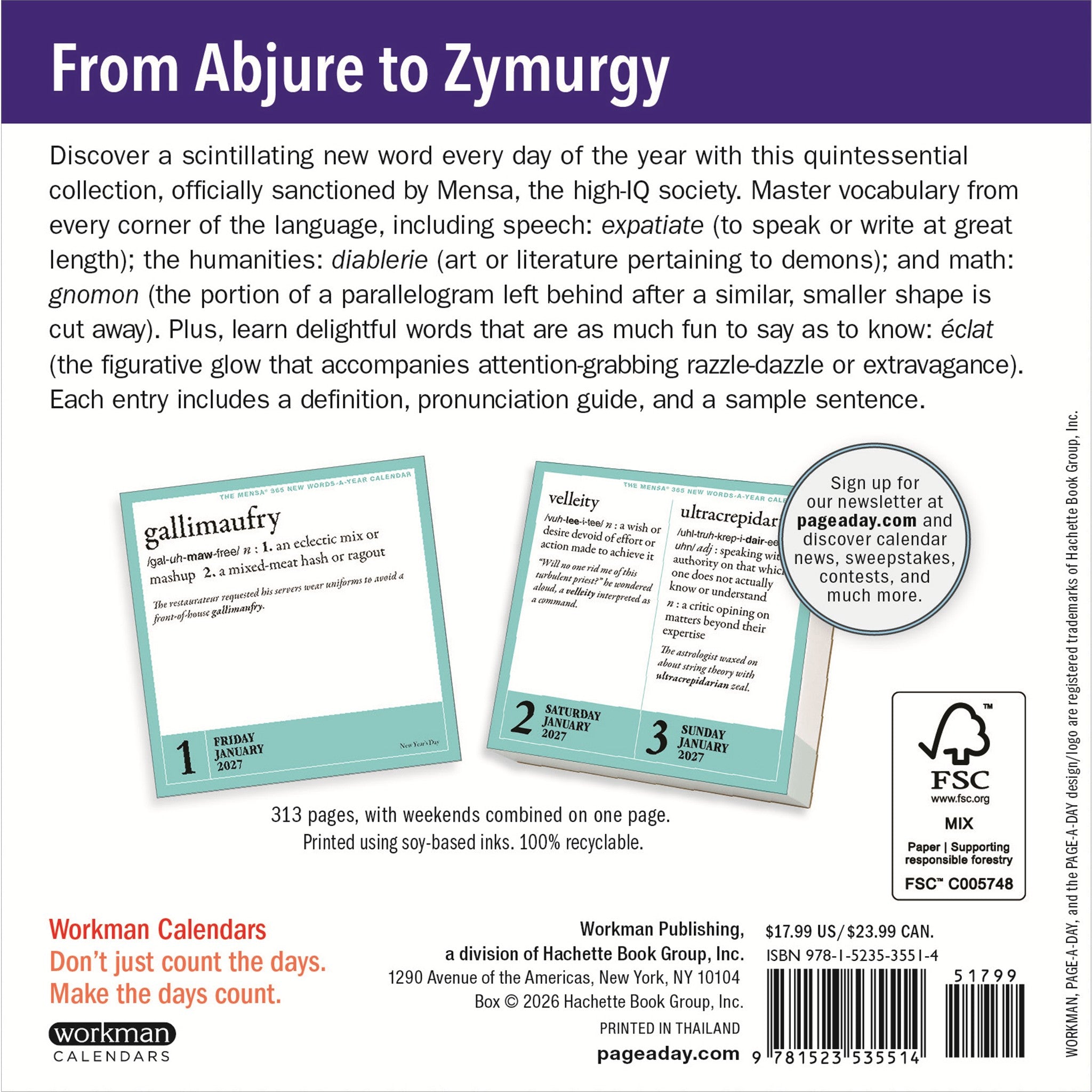 New Words Mensa 2027 Box Calendar