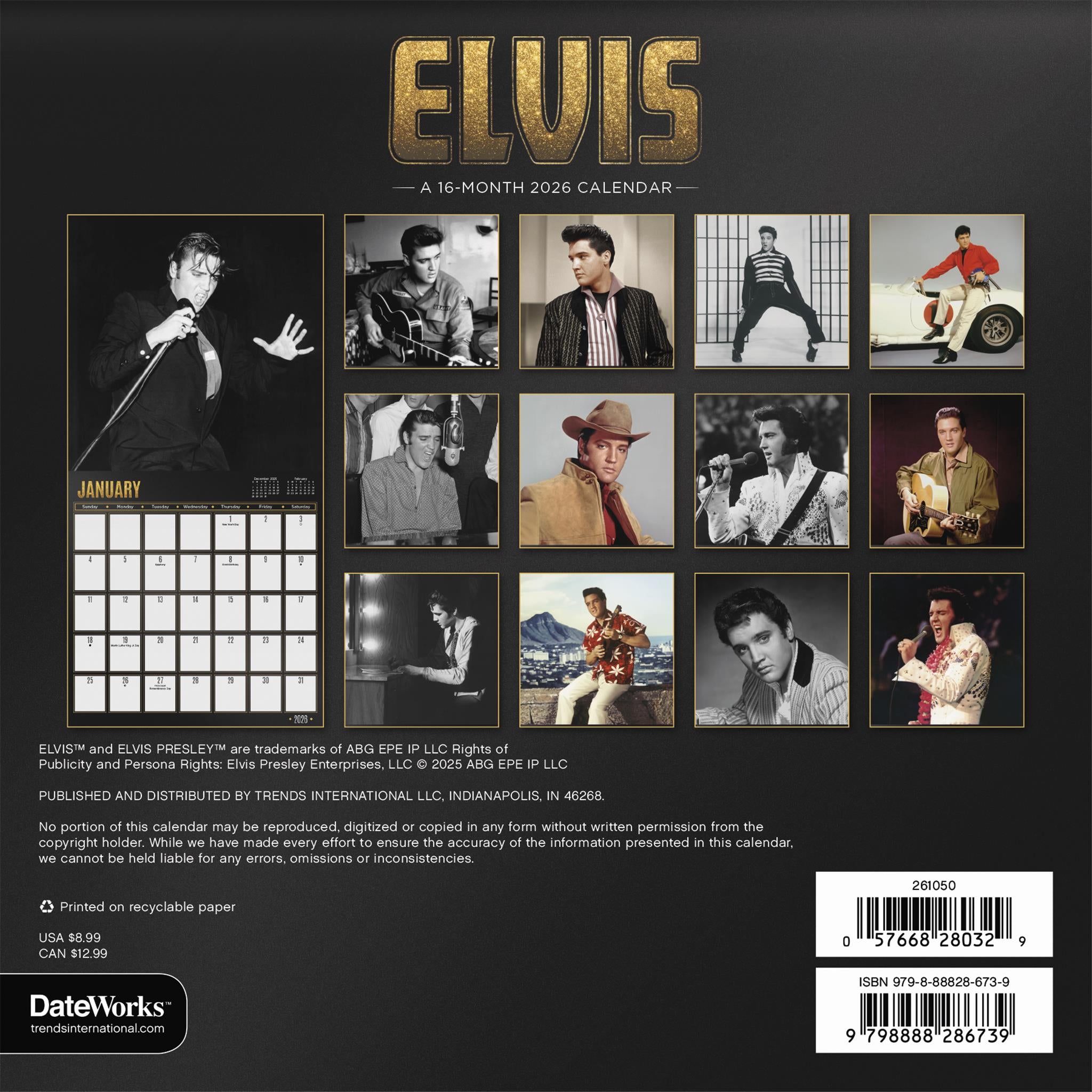 Elvis Presley 2026 Mini Calendar