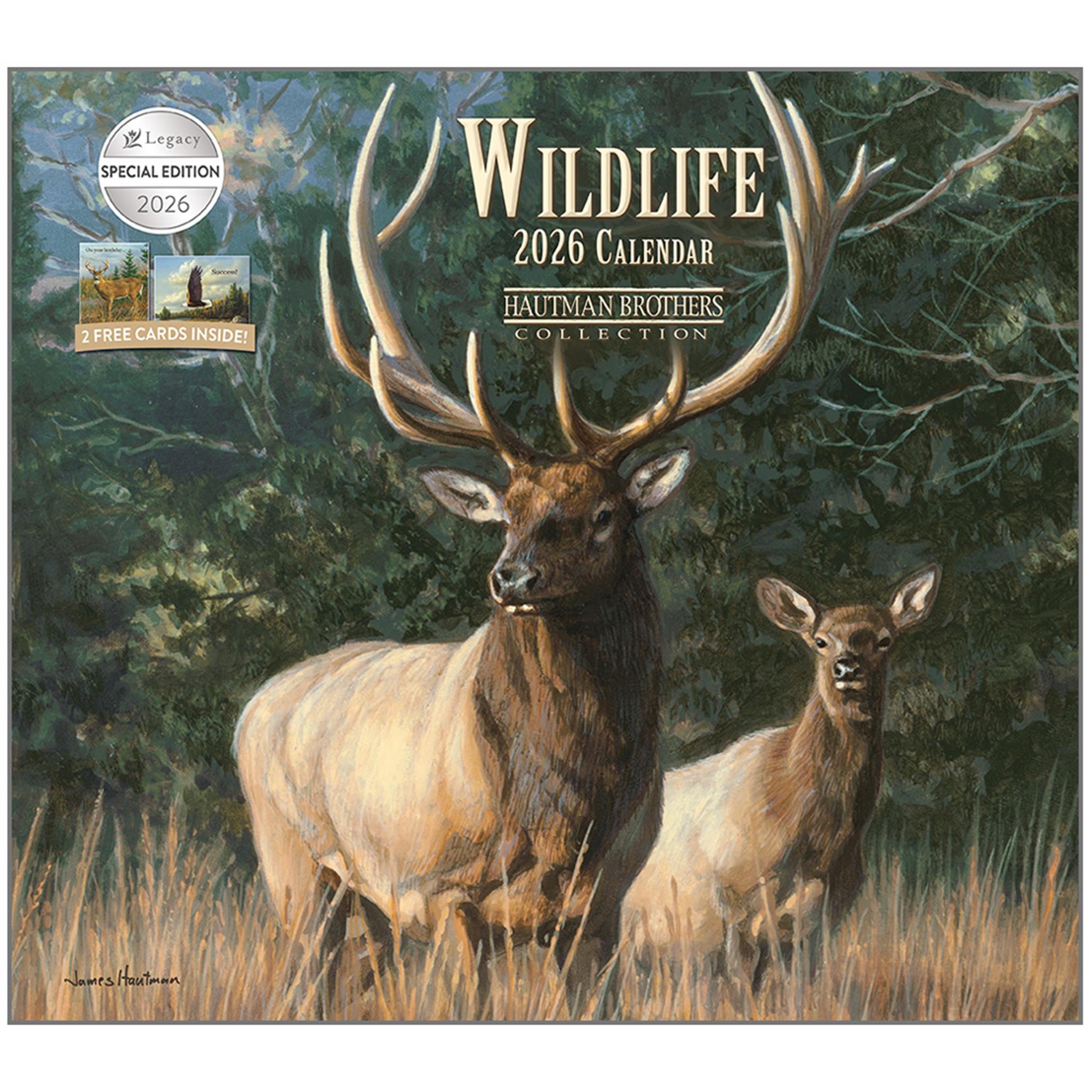 Wildlife 2026 Deluxe Special Edition Wall Calendar with Cards