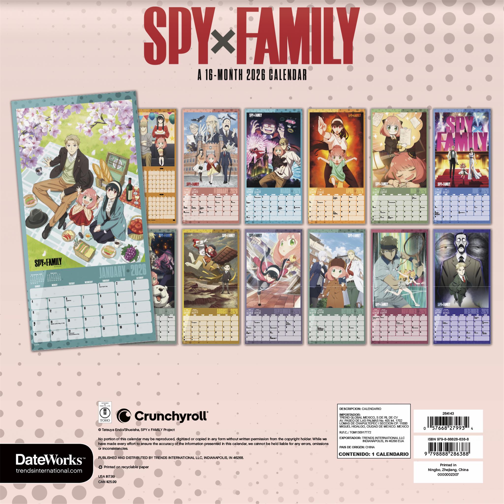 Spy X Family 2026 Wall Calendar