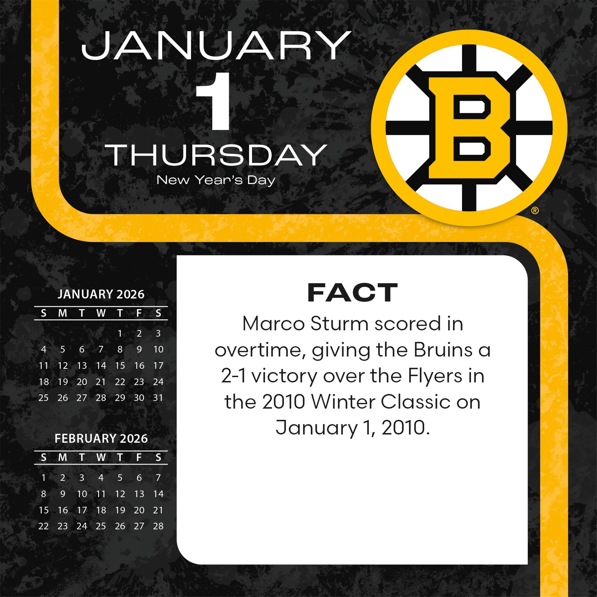 NHL Boston Bruins 2026 Box Calendar