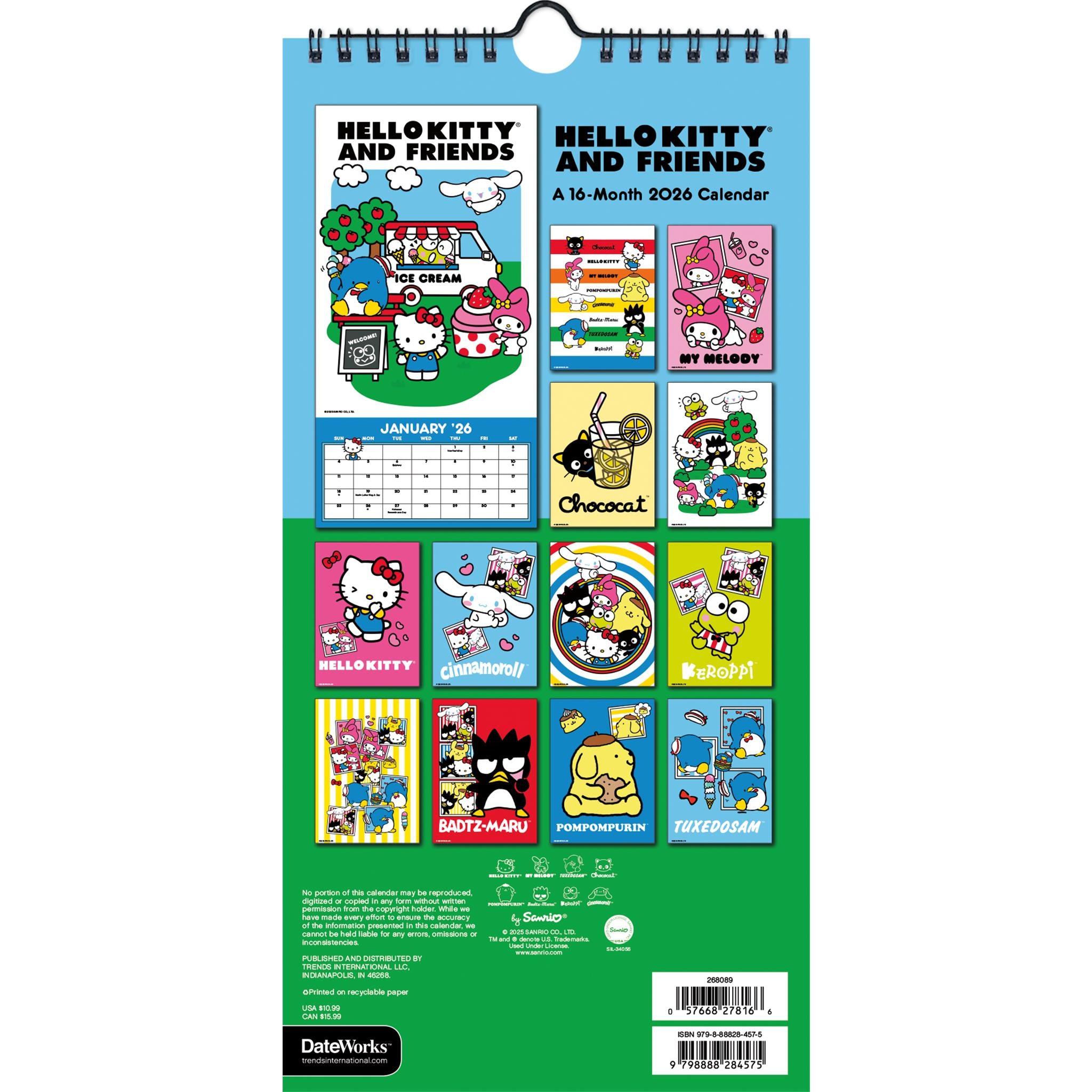 Hello Kitty and Friends 2026 Mini Poster Calendar