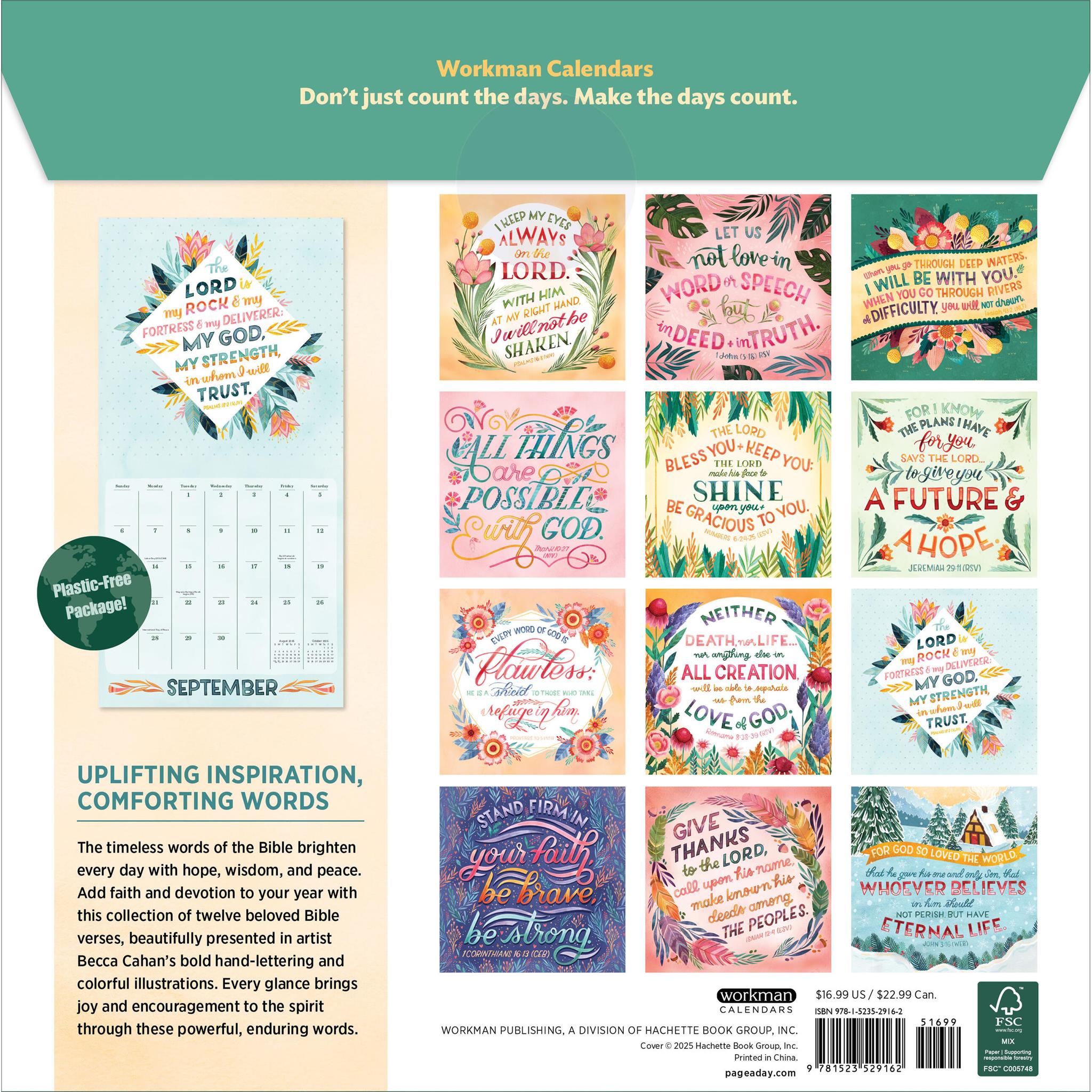 Bible Verses Illustrated 2026 Wall Calendar