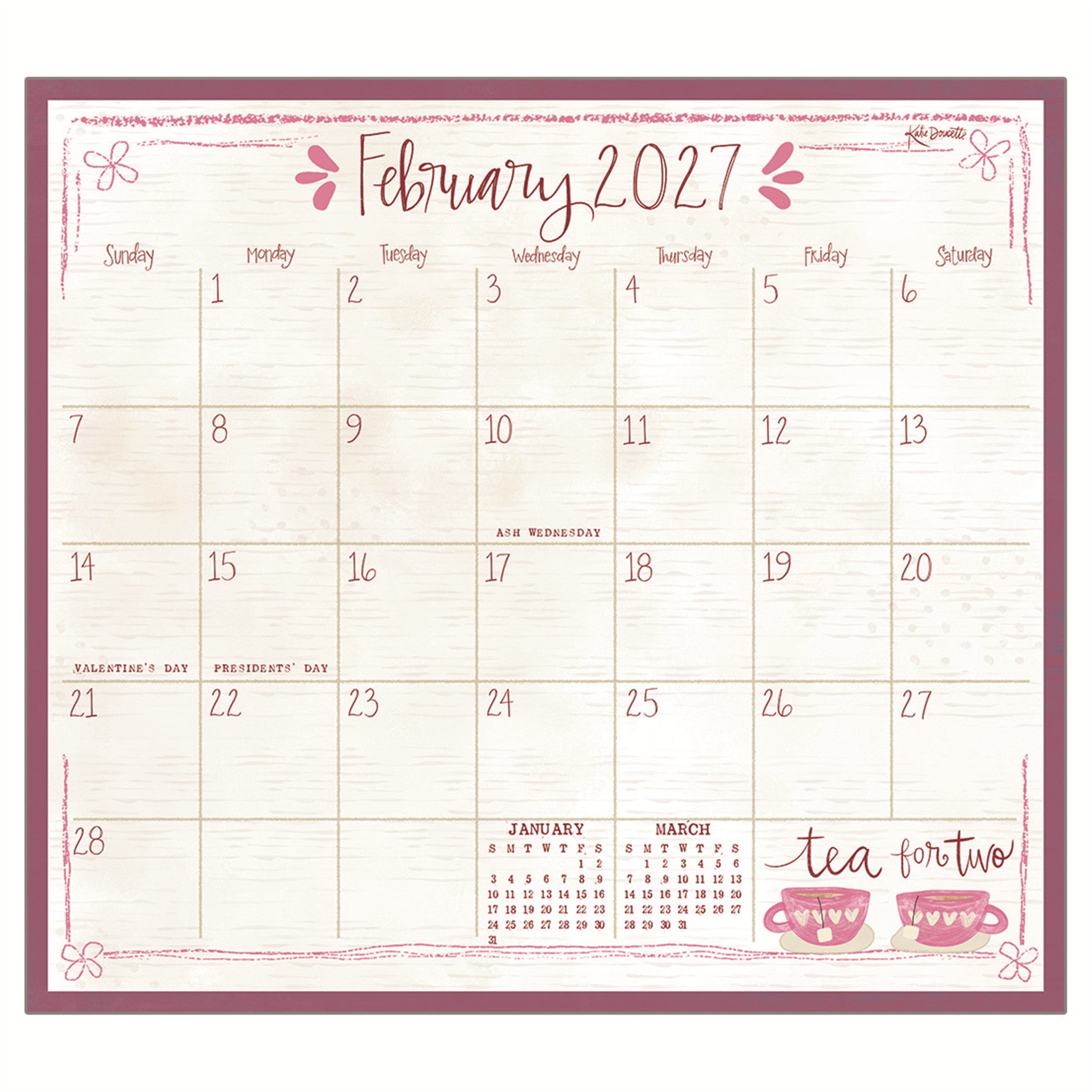 Tea 2027 Mini Magnetic Calendar - Online Only