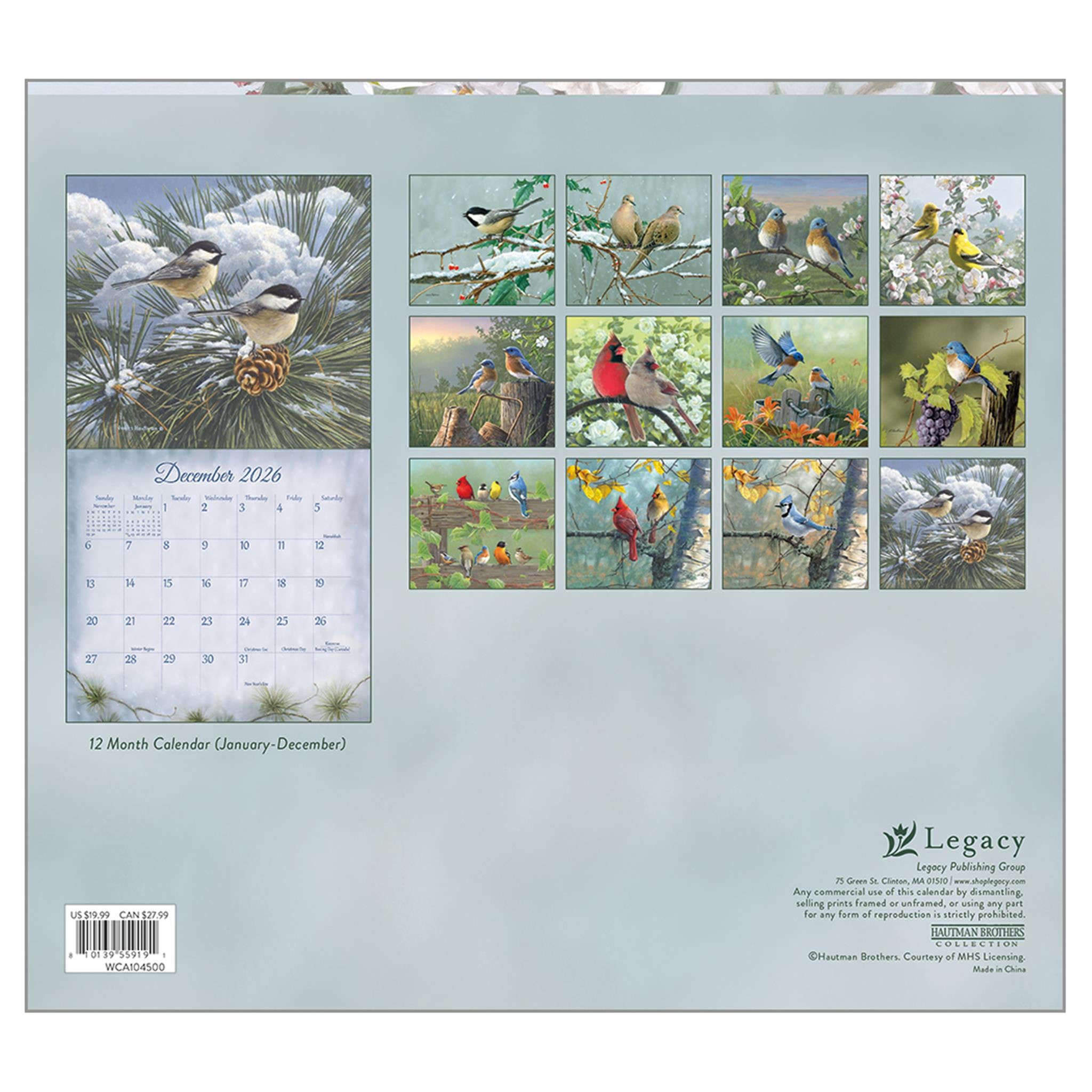 Songbirds 2026 Deluxe Special Edition Wall Calendar with Cards