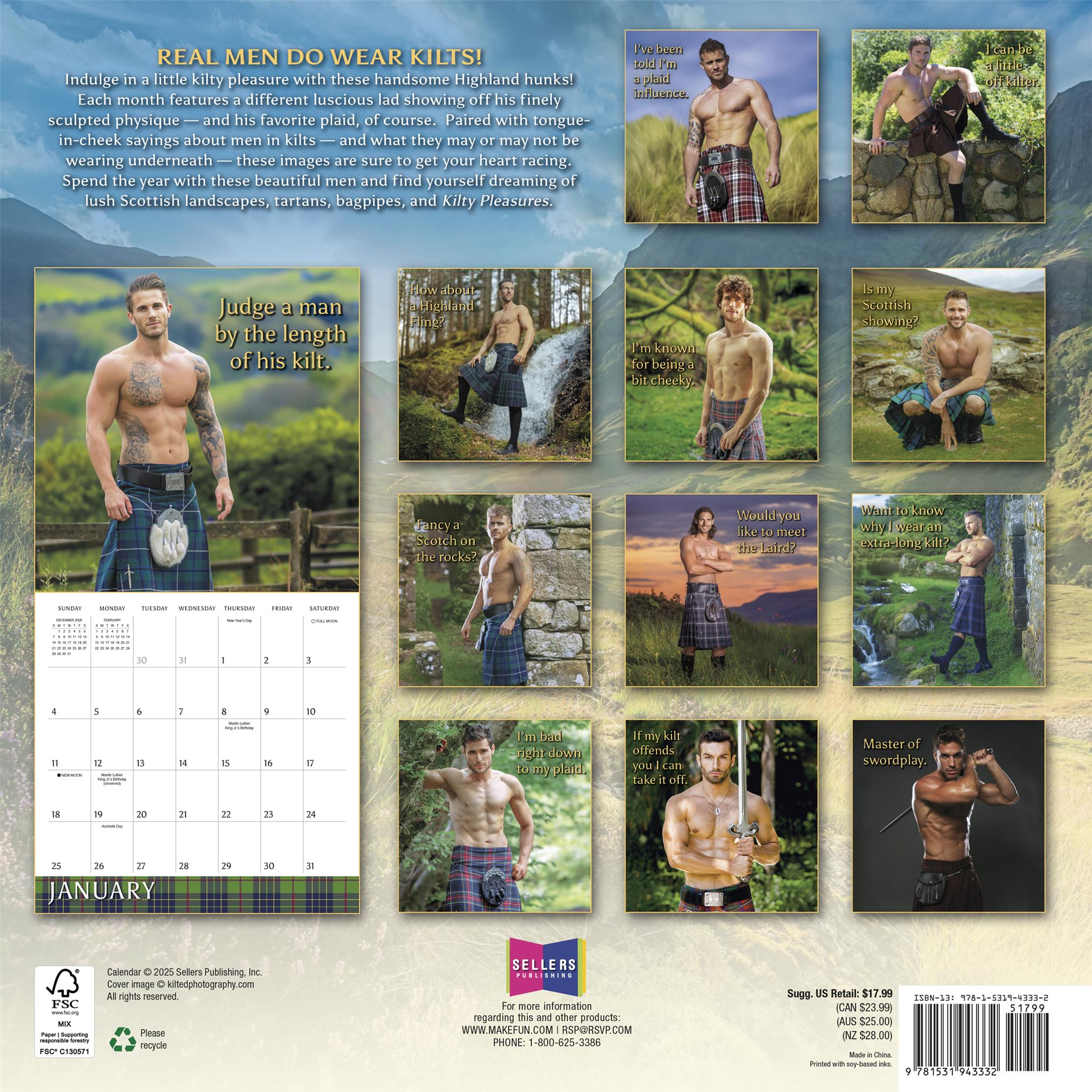 Kilty Pleasures 2026 Wall Calendar