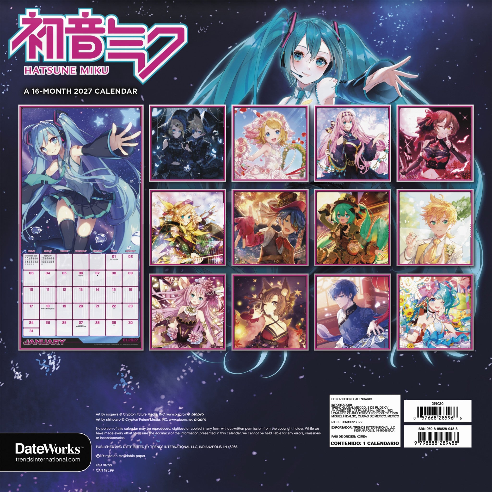 Hatsune Miku 2027 Wall Calendar