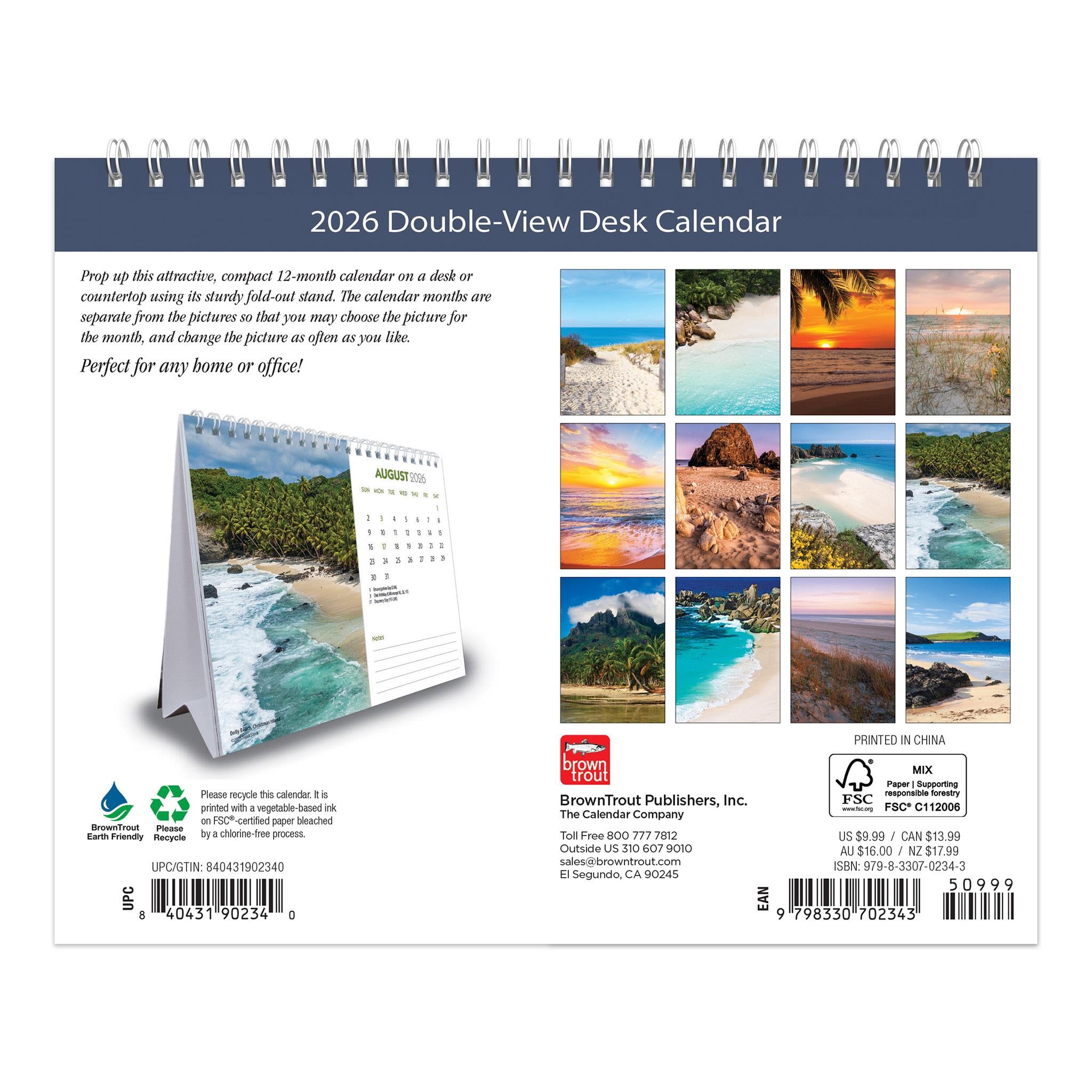 Beaches 2026 Double View Easel Calendar