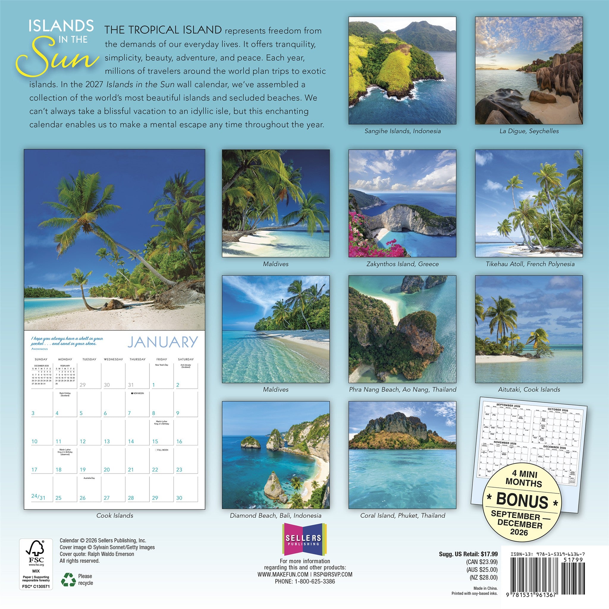Islands in the Sun 2027 Wall Calendar