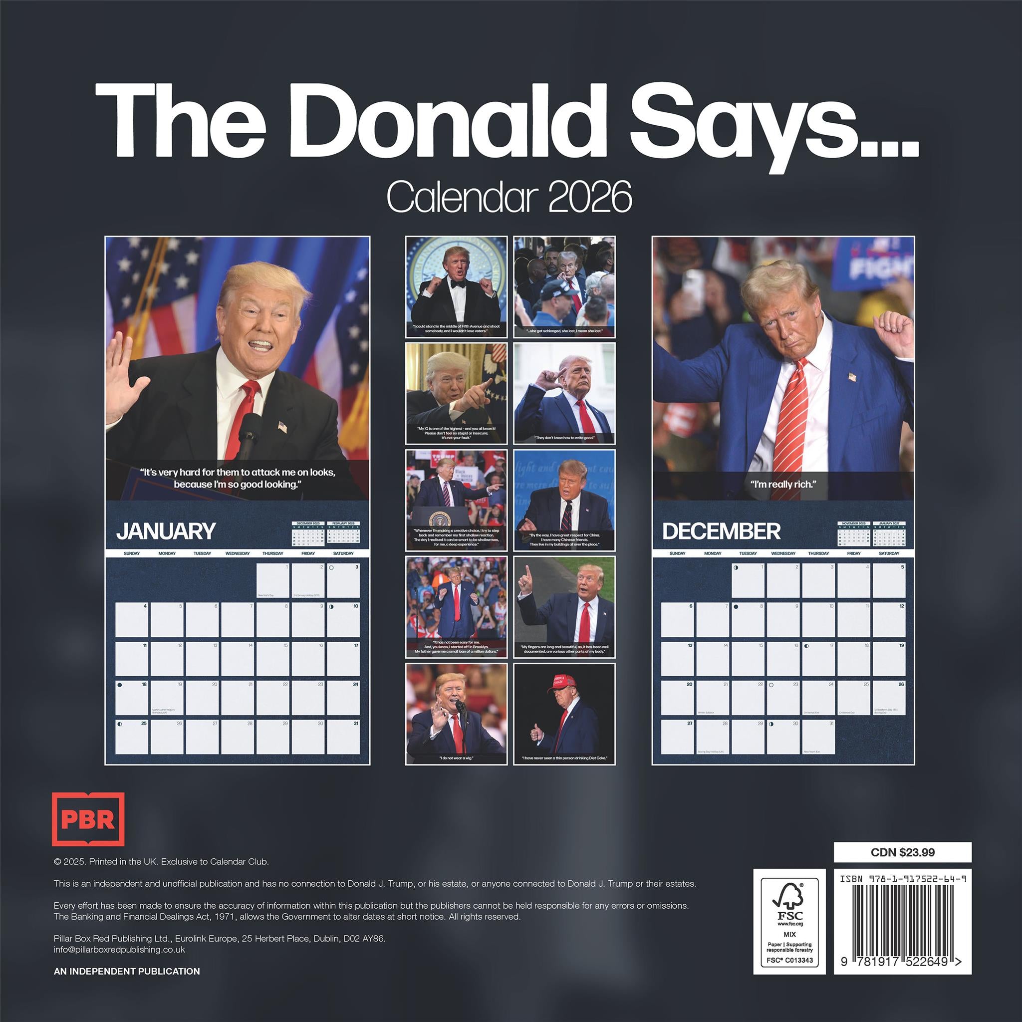 The Donald Says 2026 Wall Calendar