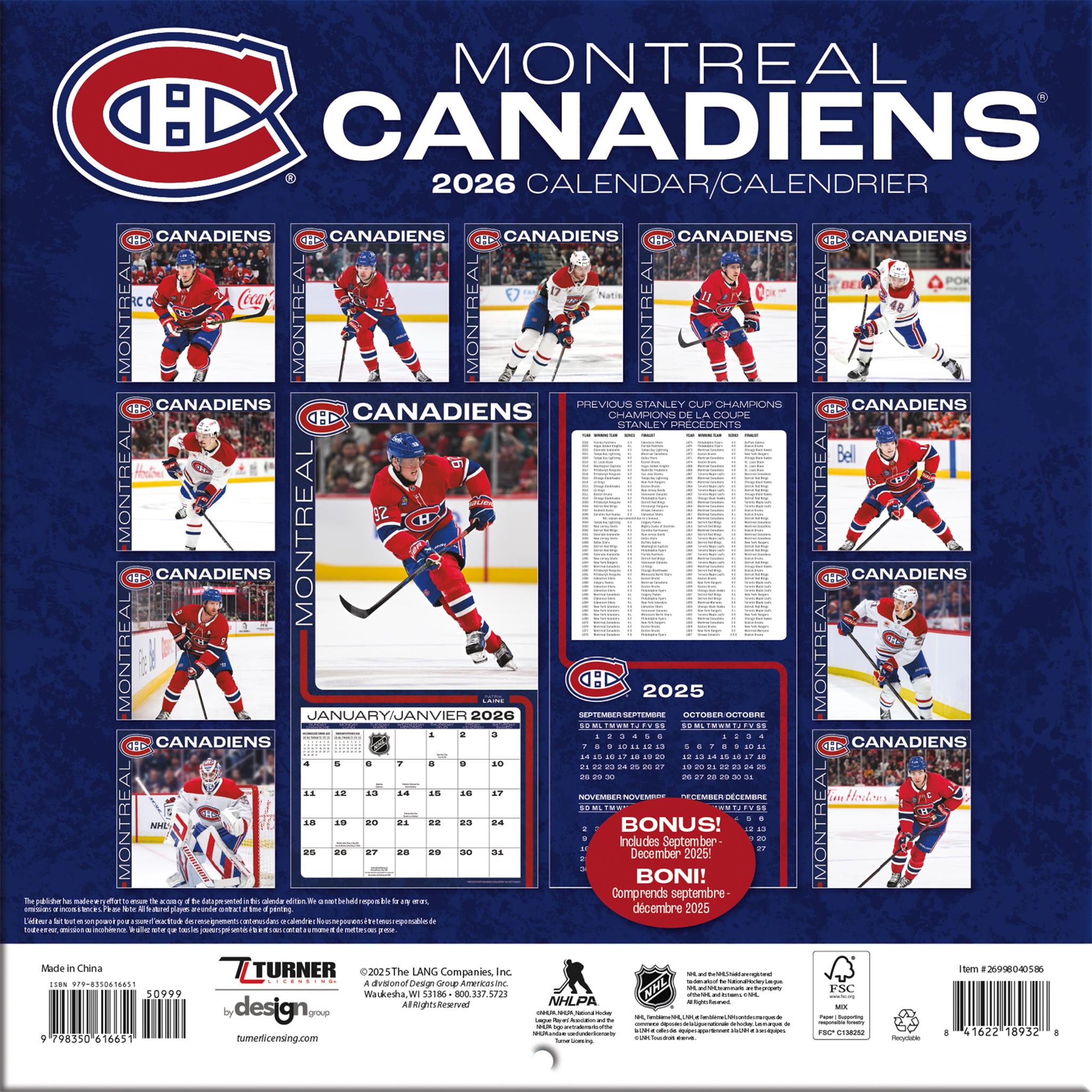 NHL Montreal Canadiens 2026 Mini Calendar
