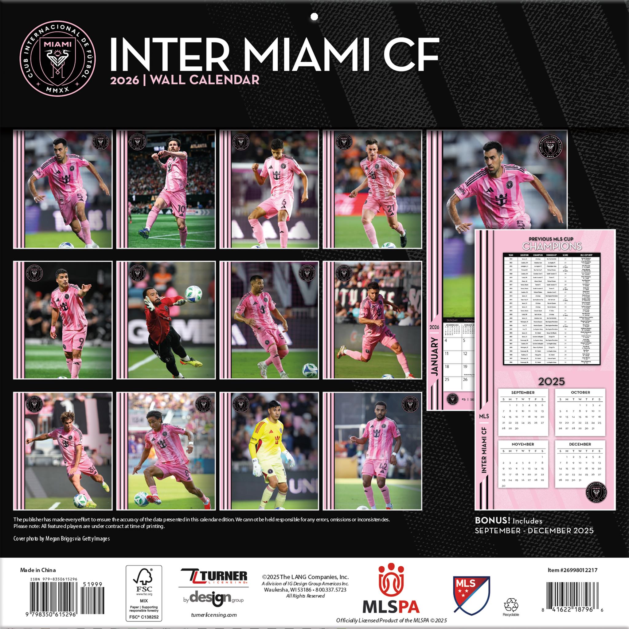 MLS Inter Miami 2026 Wall Calendar