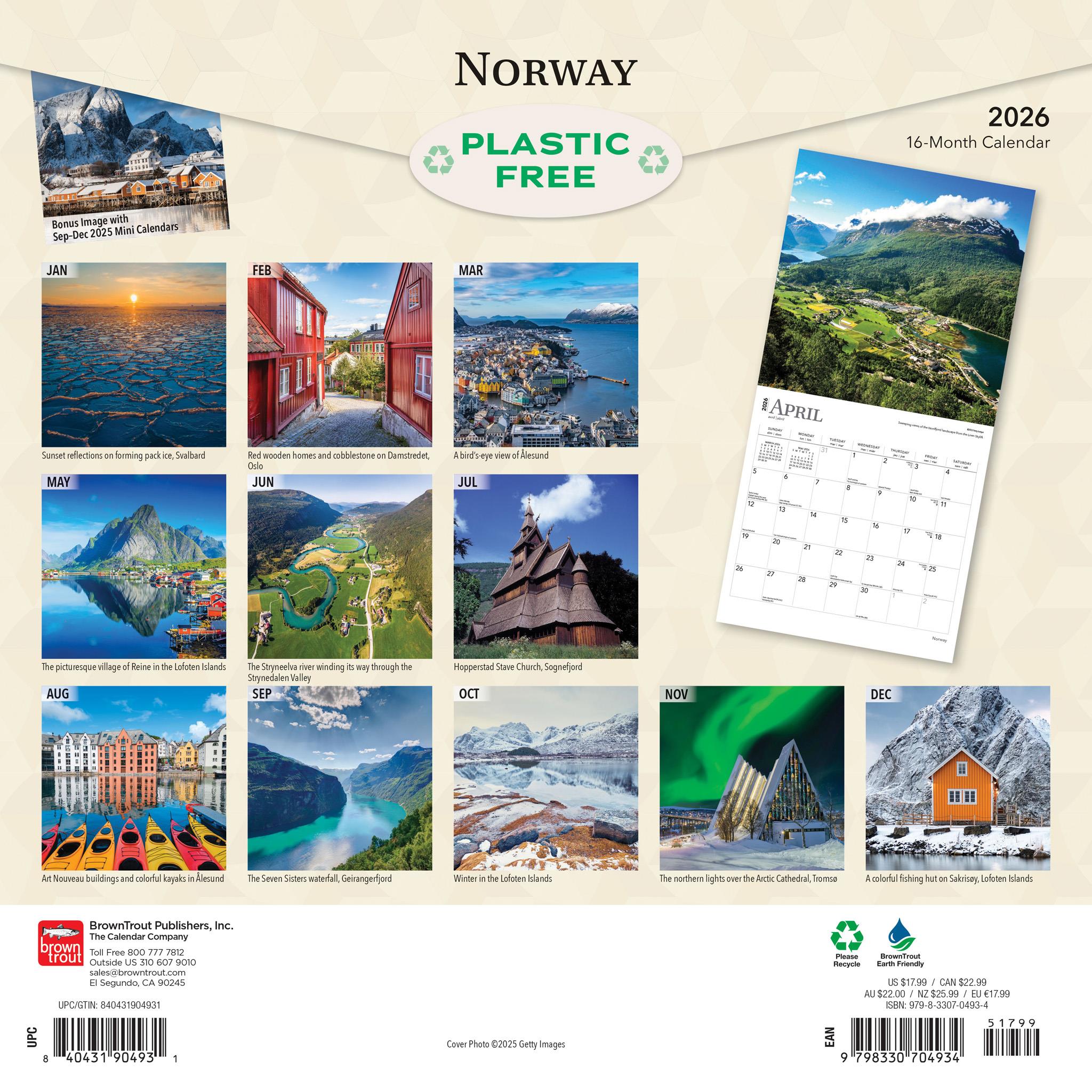 Norway 2026 Wall Calendar
