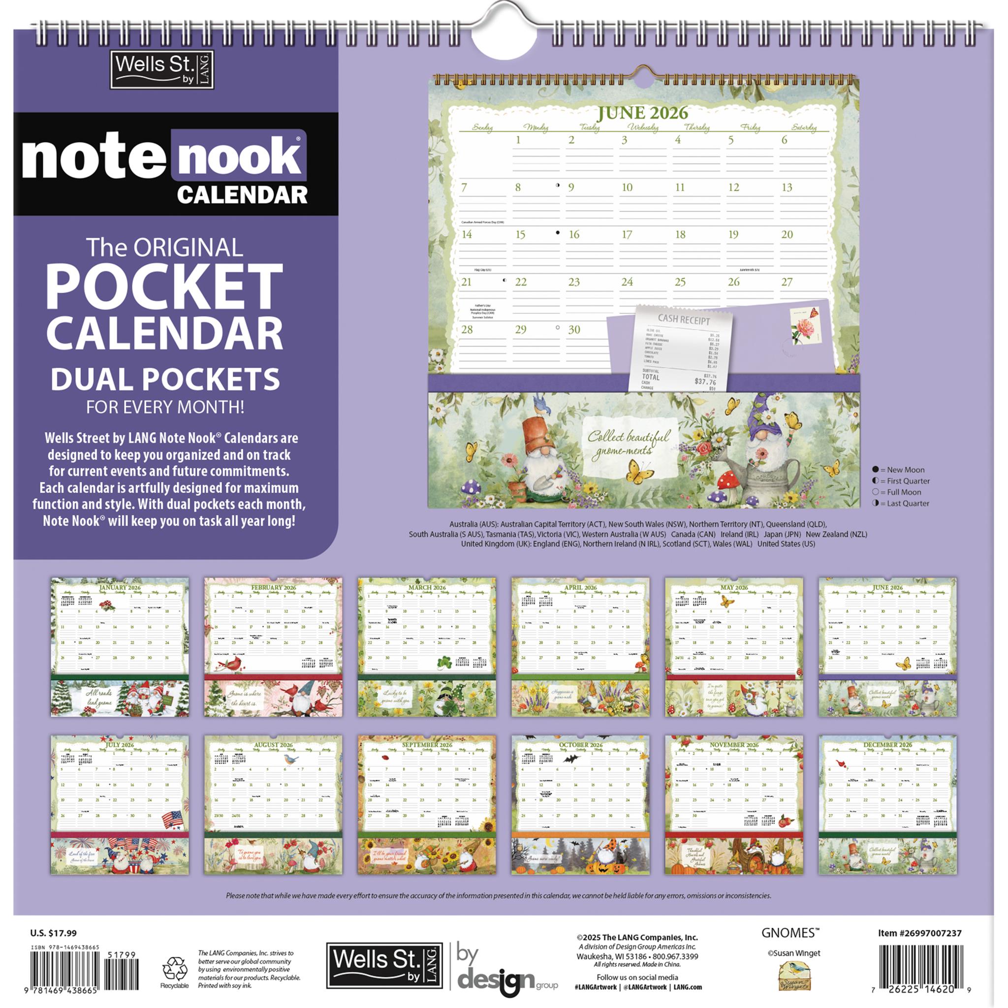 Gnomes Note Nook Wall 2026 Calendar