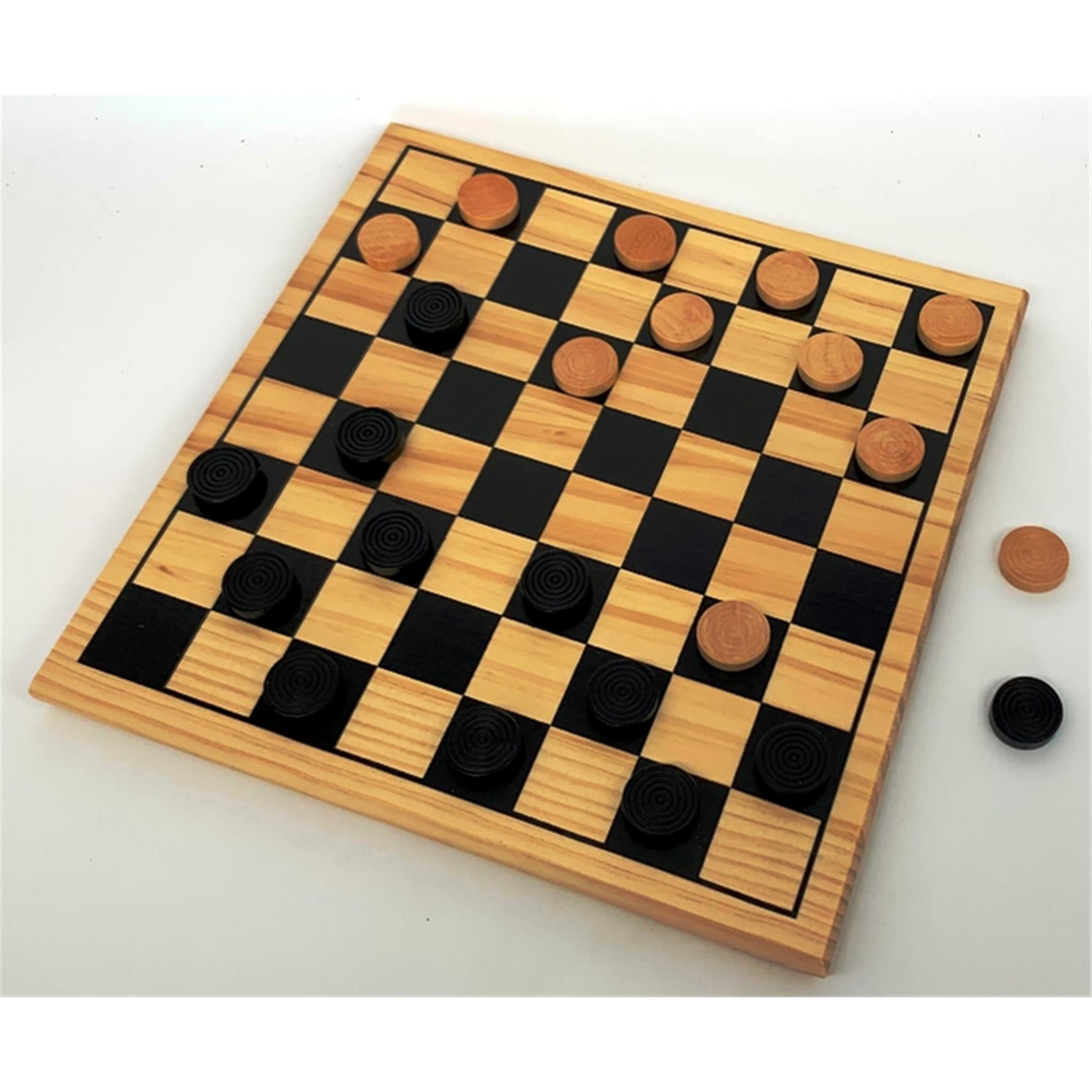Checkers with Natural Wood Board