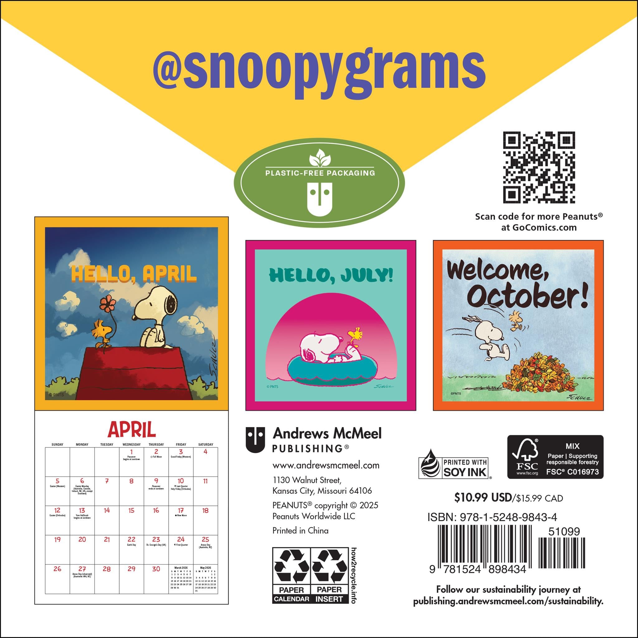 Peanuts @Snoopygrams 2026 Mini Calendar