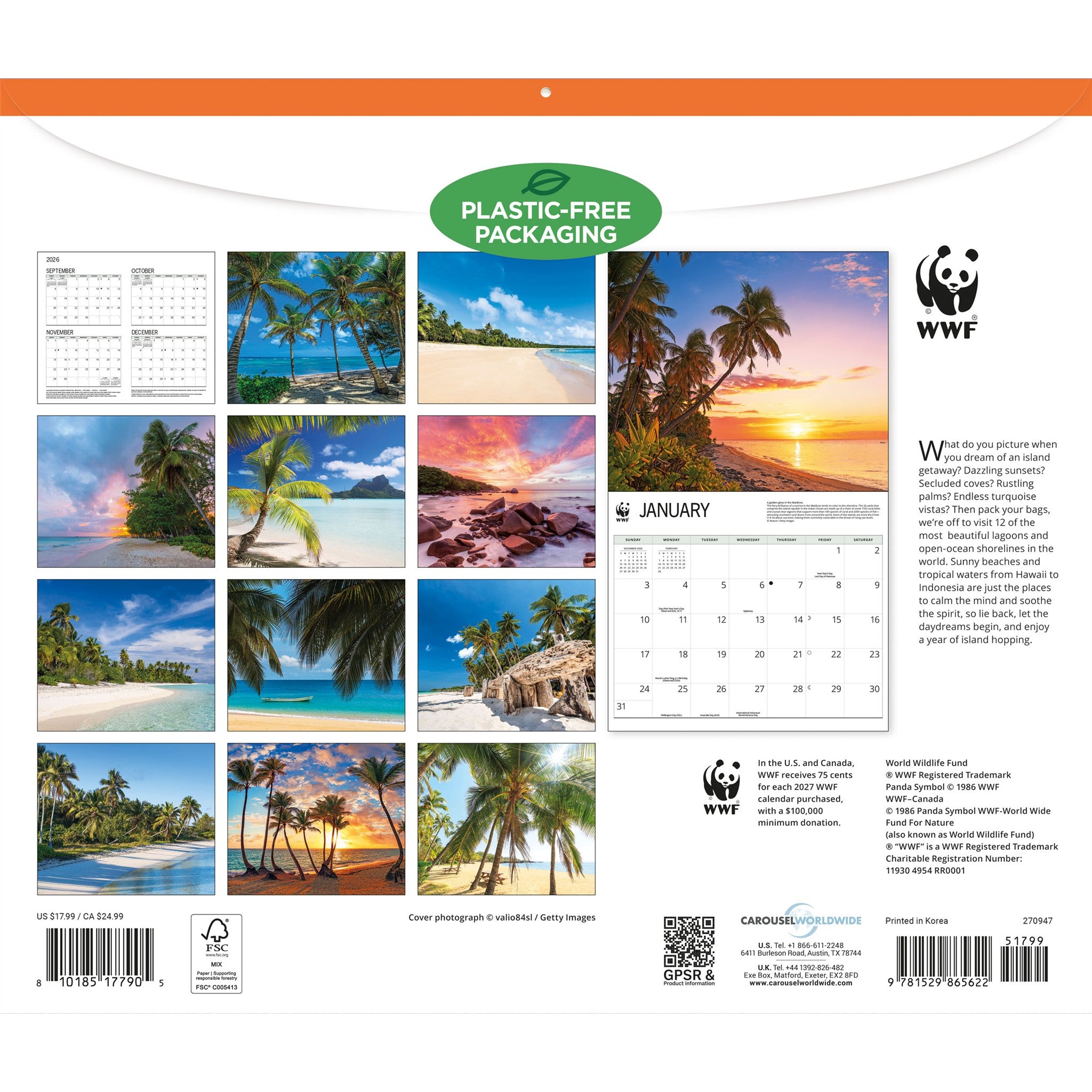 World Wildlife Fund Islands 2027 Wall Calendar