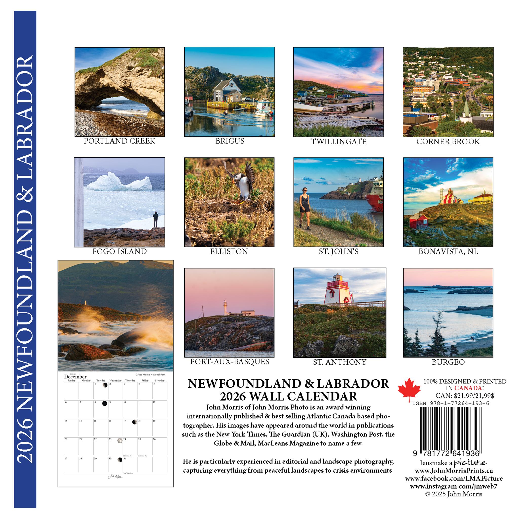 Newfoundland And Labrador 2026 Wall Calendar