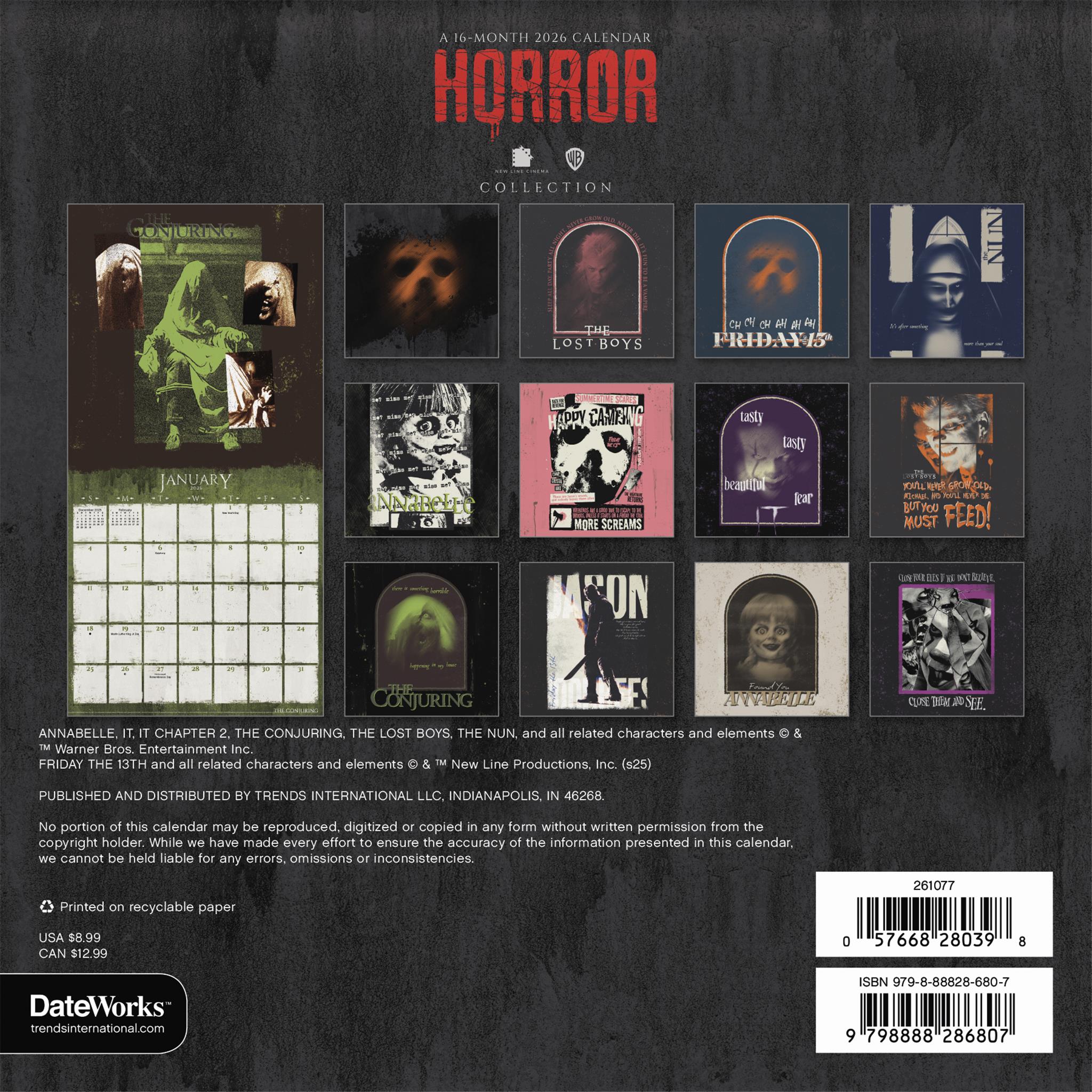 Horror Collection 2026 Mini Calendar