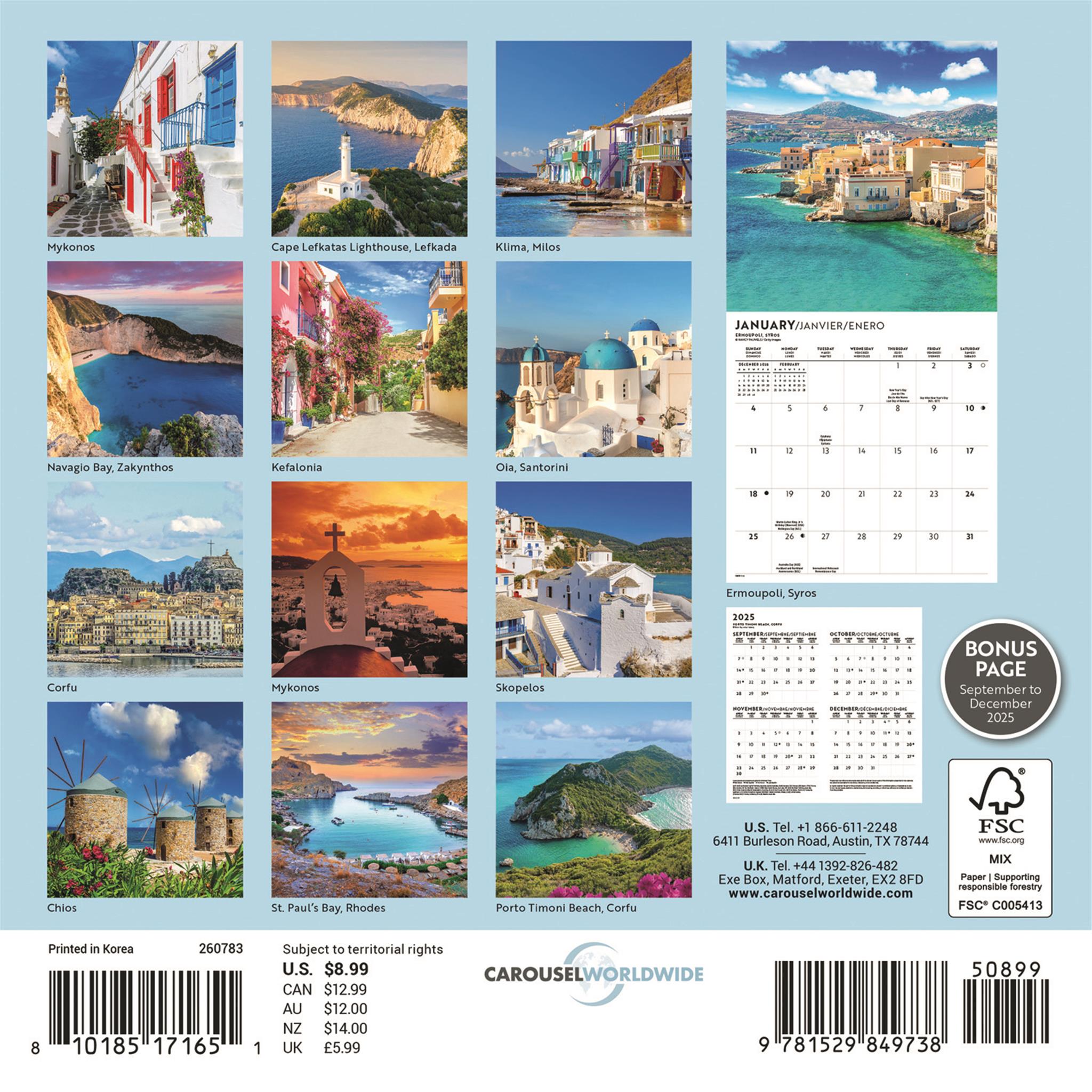 Greek Isles 2026 Mini Calendar
