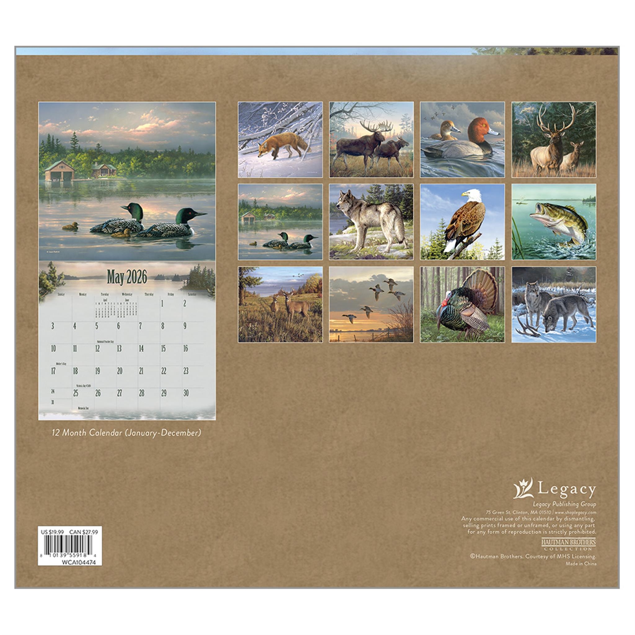 Wildlife 2026 Deluxe Special Edition Wall Calendar with Cards