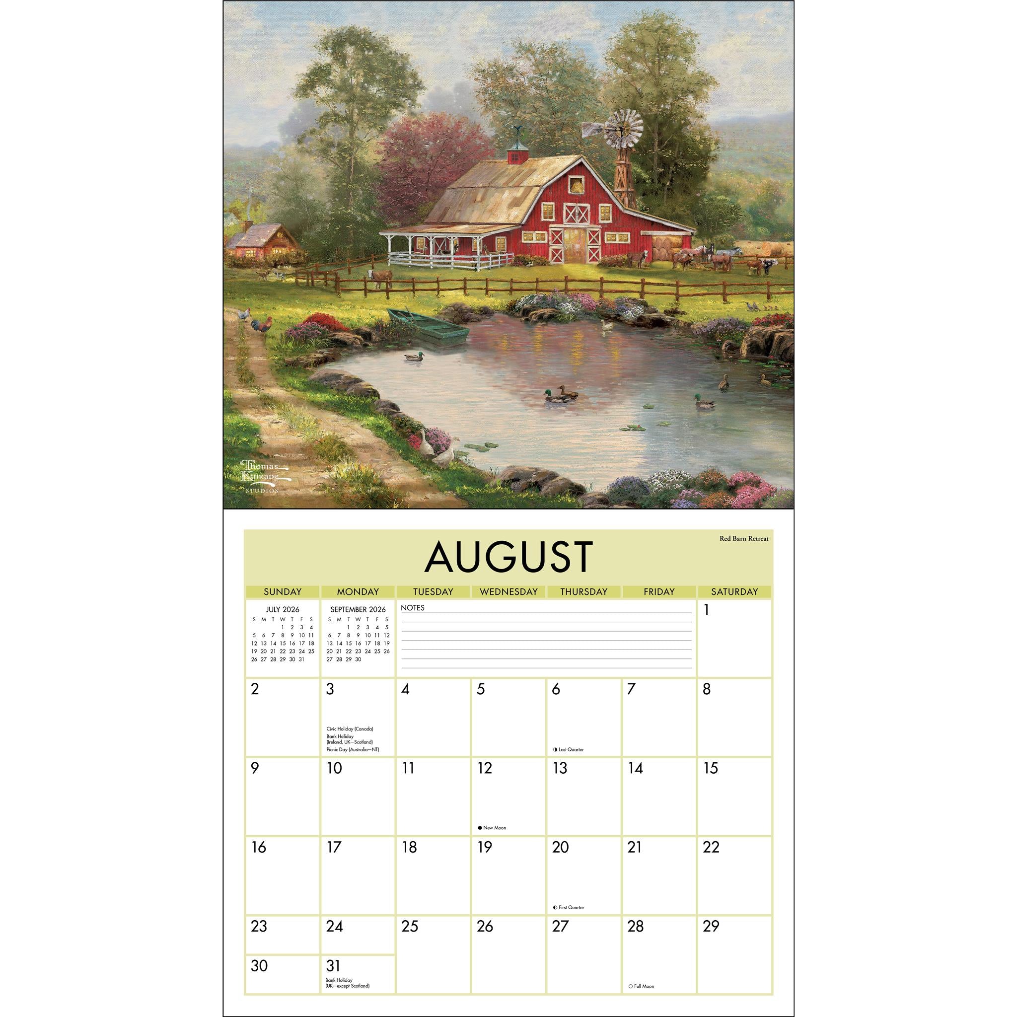 Thomas Kinkade Studios Deluxe Wall 2026 Calendar
