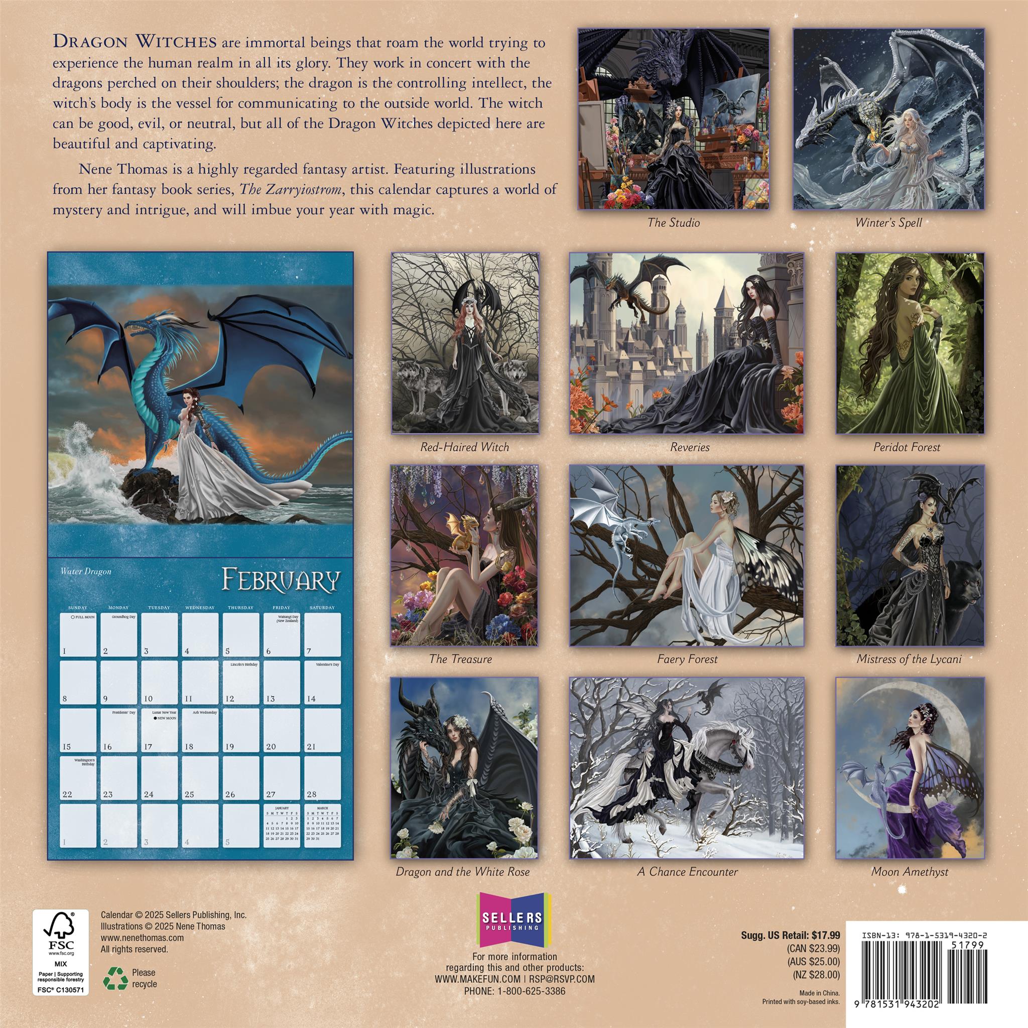 Dragon Witches 2026 Wall Calendar
