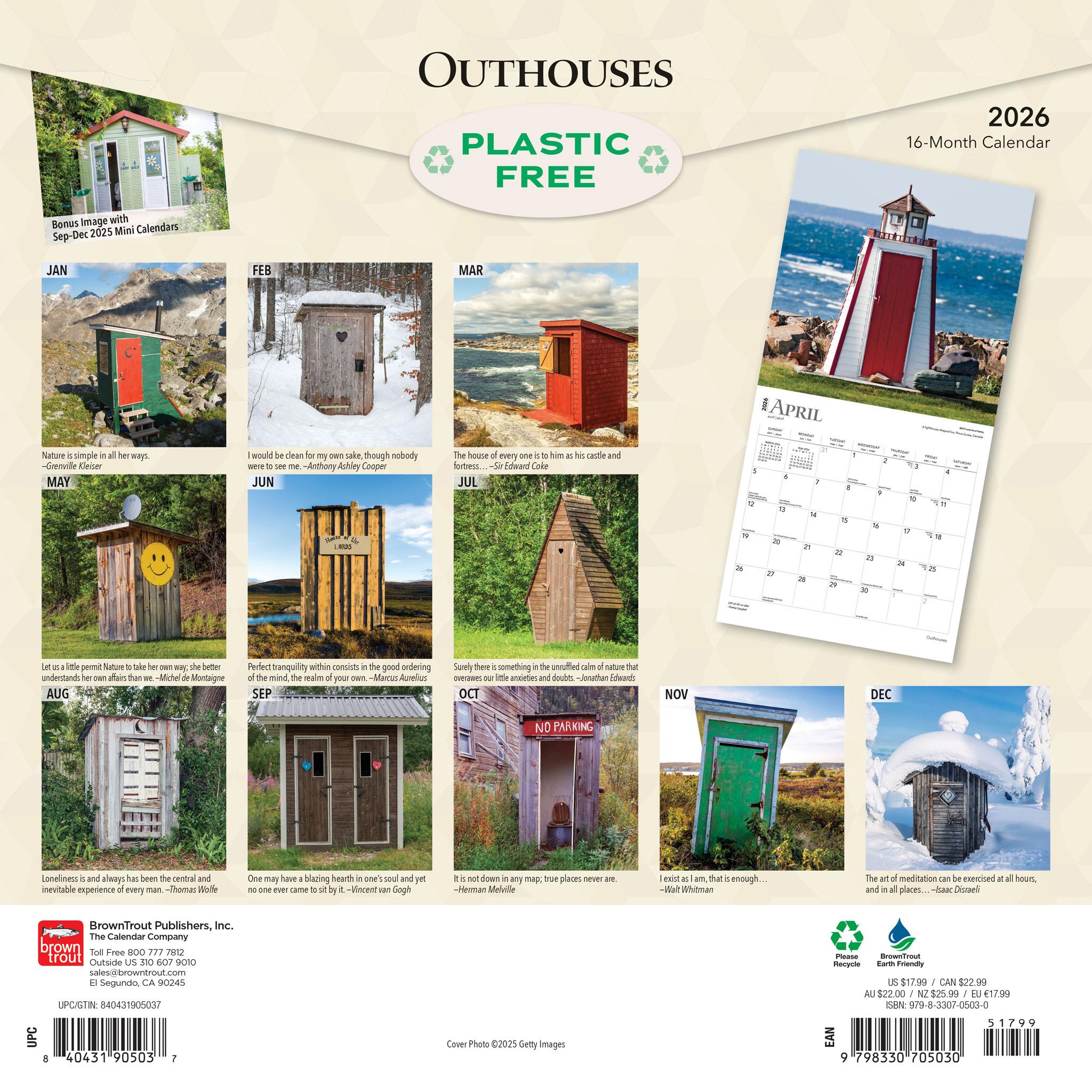 Outhouses 2026 Wall Calendar
