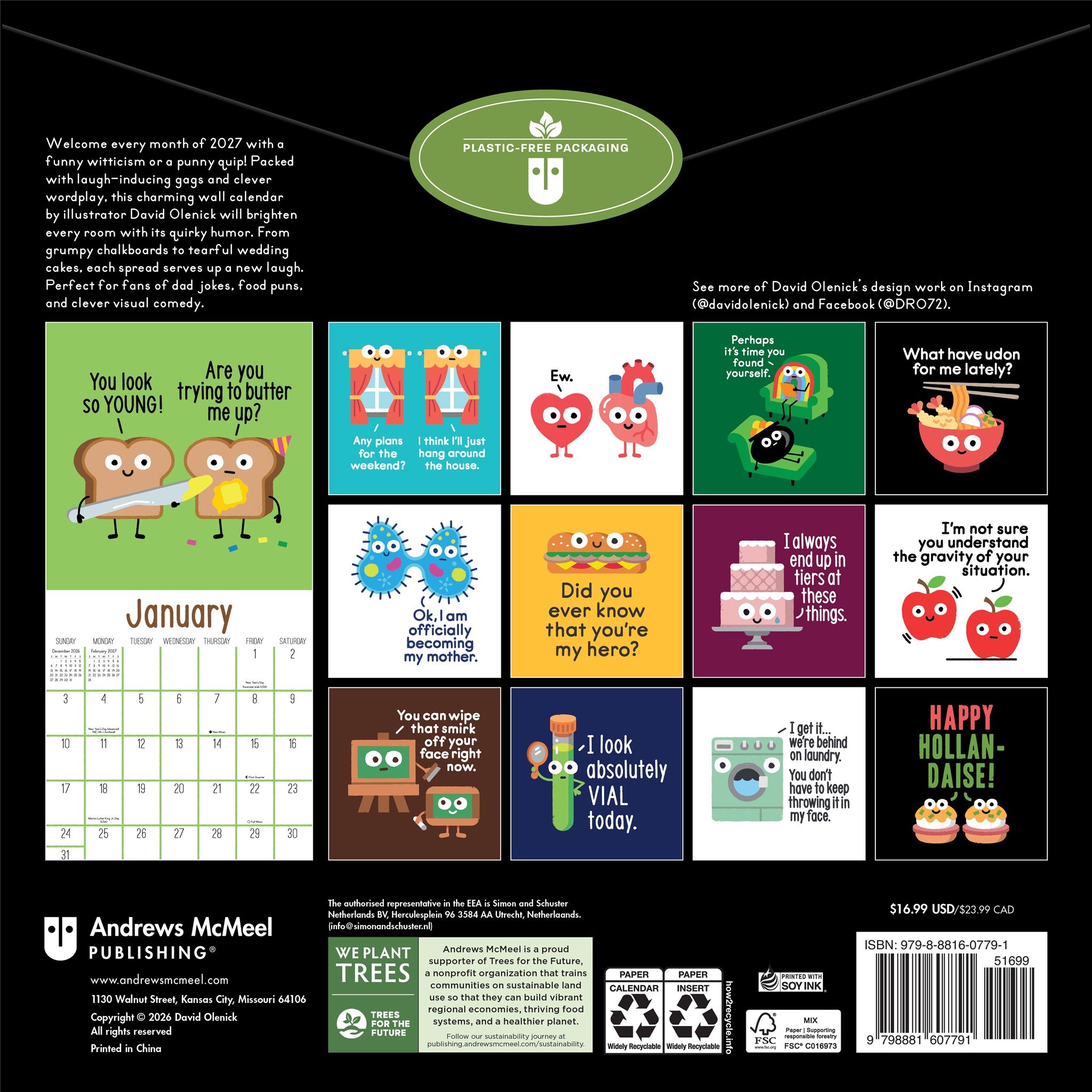 Art of David Olenick 2027 Wall Calendar - Online Only