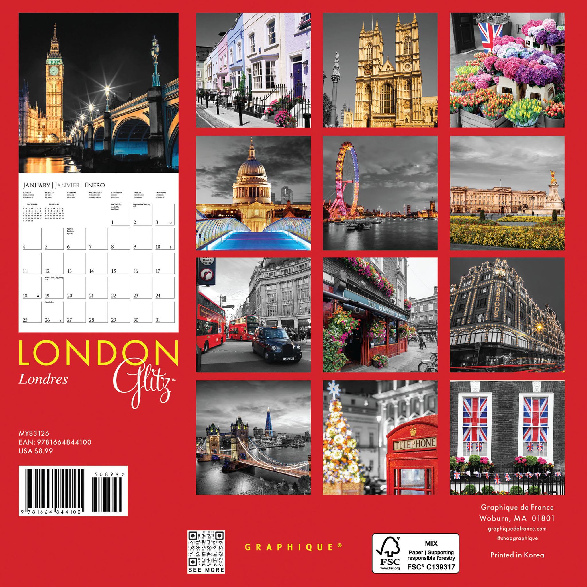 London Glitz 2026 Mini Calendar