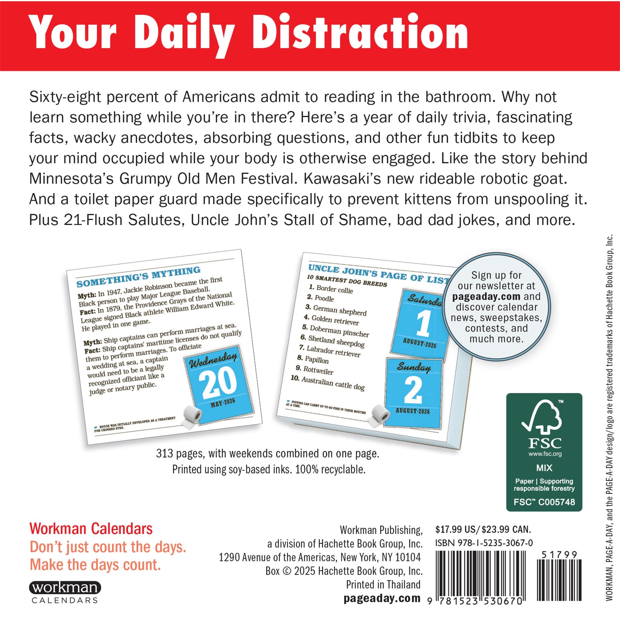 Uncle Johns Bathroom Reader 2026 Box Calendar