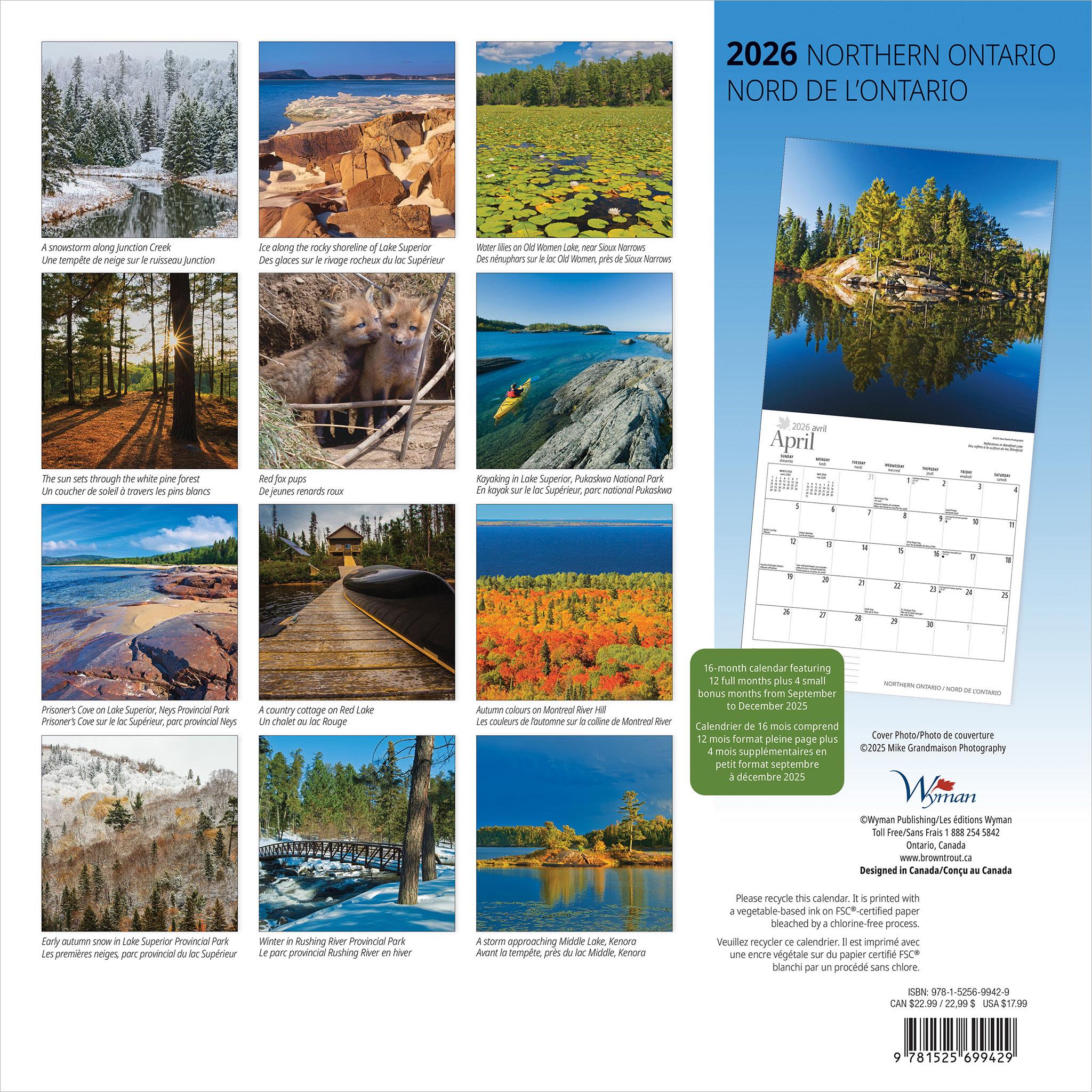 Northern Ontario 2026 Wall Calendar