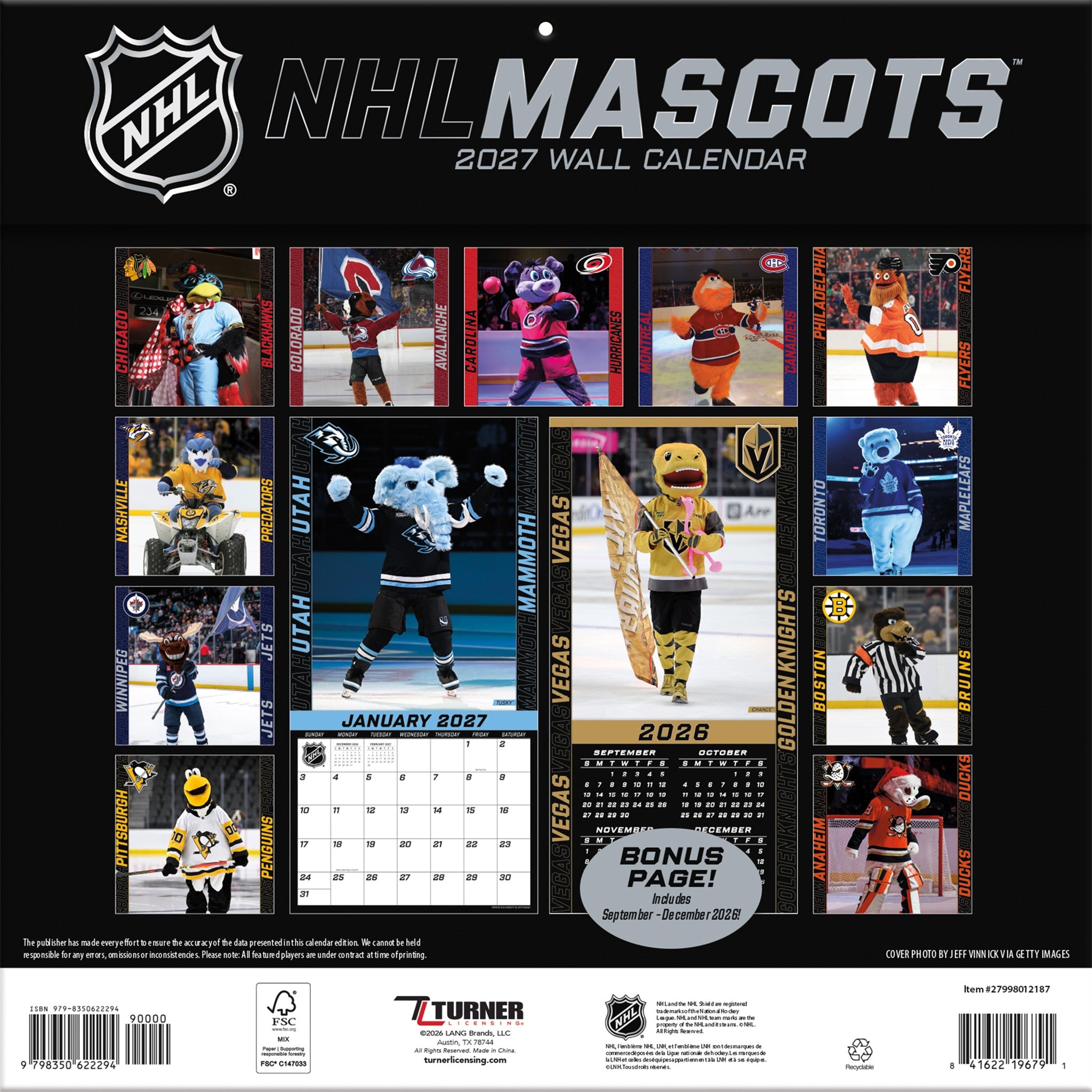 NHL Mascot 2027 Wall Calendar