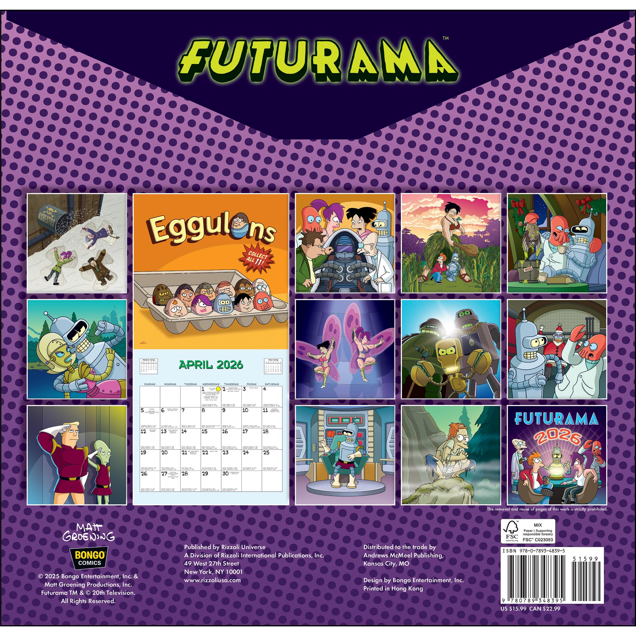 Futurama 2026 Wall Calendar