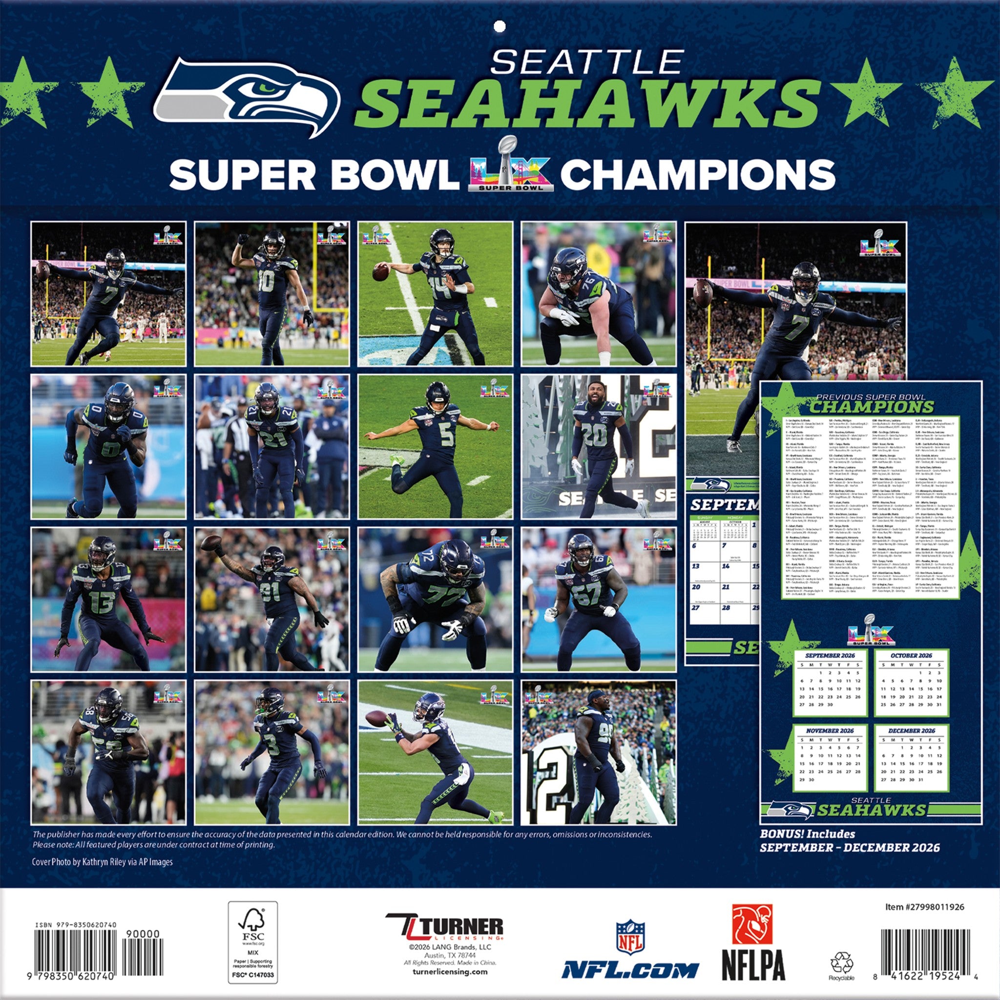 NFL Seattle Seahawks 2027 Wall Calendar