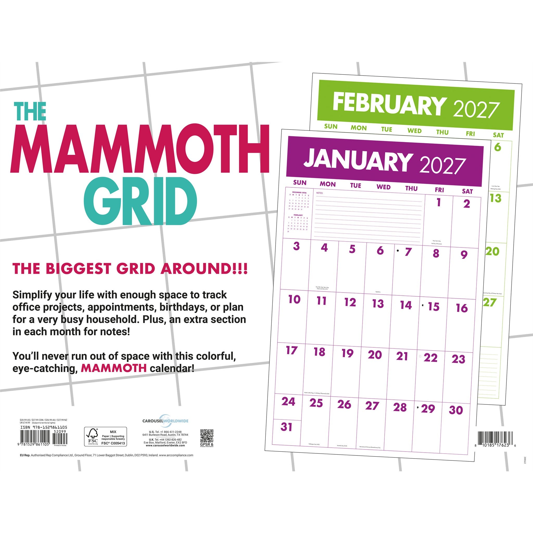 Mammoth Grid 2027 Poster Calendar