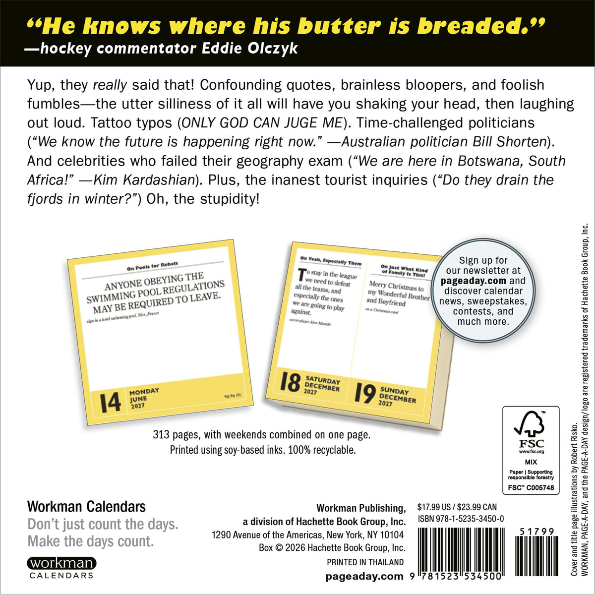 Stupidest Things Ever Said 2027 Box Calendar