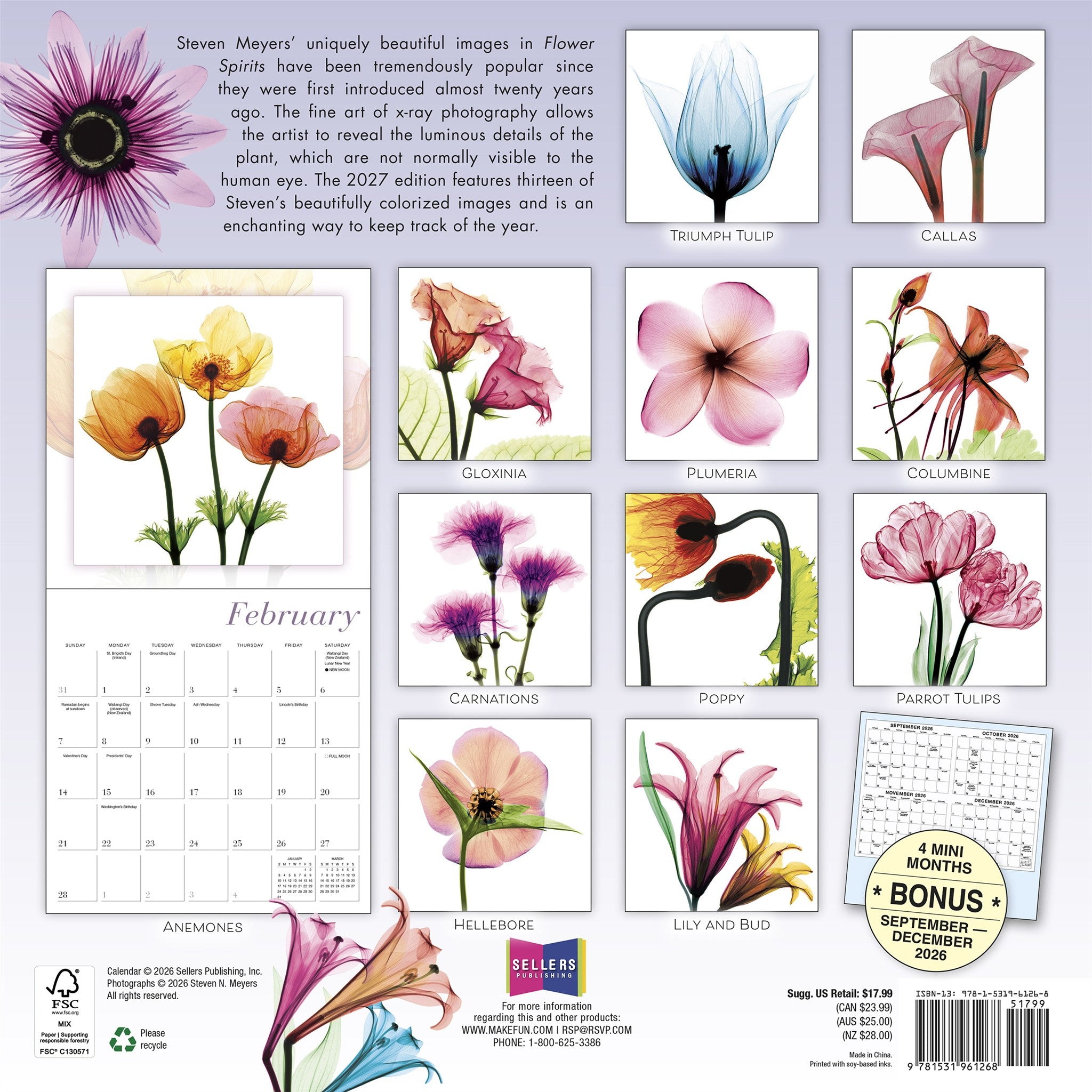 Flower Spirits 2027 Wall Calendar