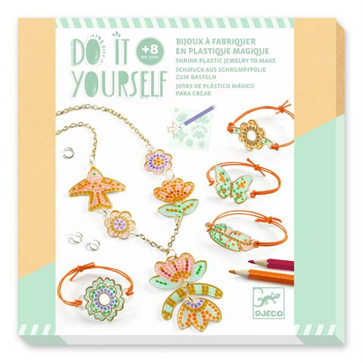 Feather and Lotus Shrink Plastic Jewelry DIY
