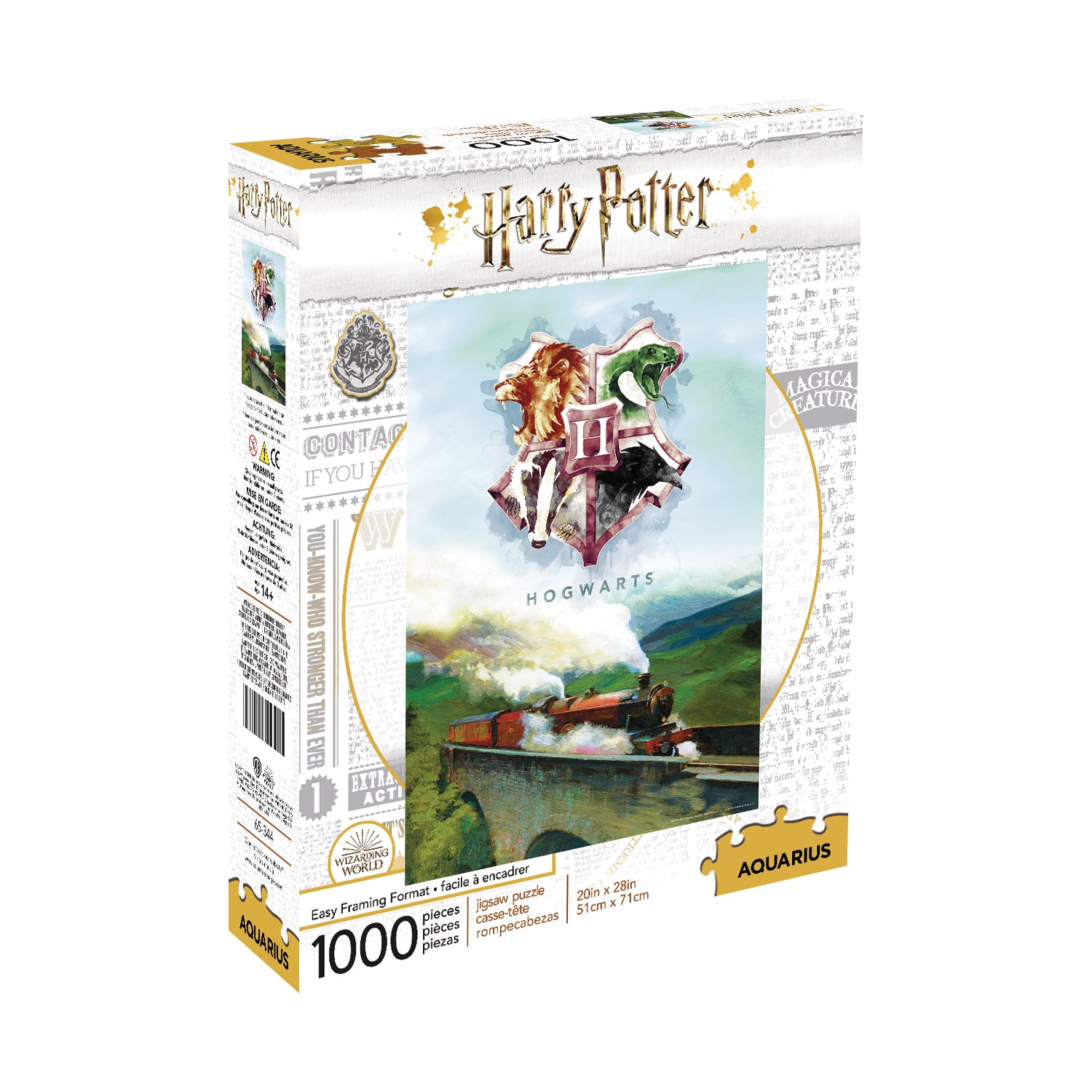 A 1000 piece puzzle box featuring the Harry Potter theme with an image of the Hogwarts Express train.
