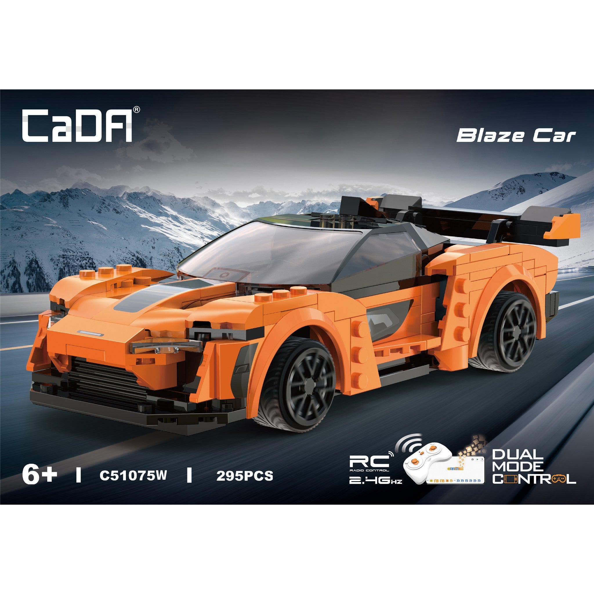 Orange Racing Car 295 Pieces with Remote Control