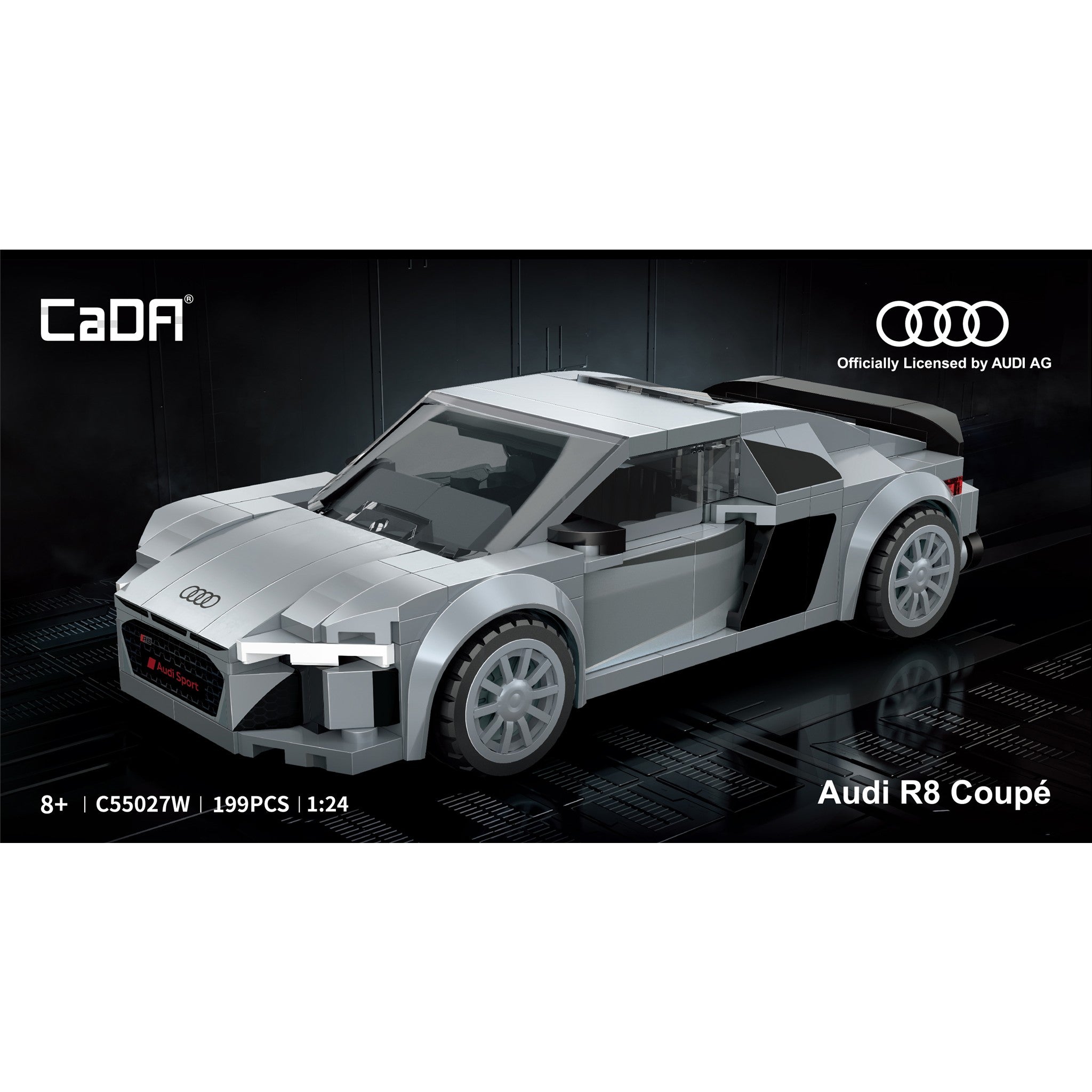 Silver 1:24 Audi R8 Coupe 199 Pieces