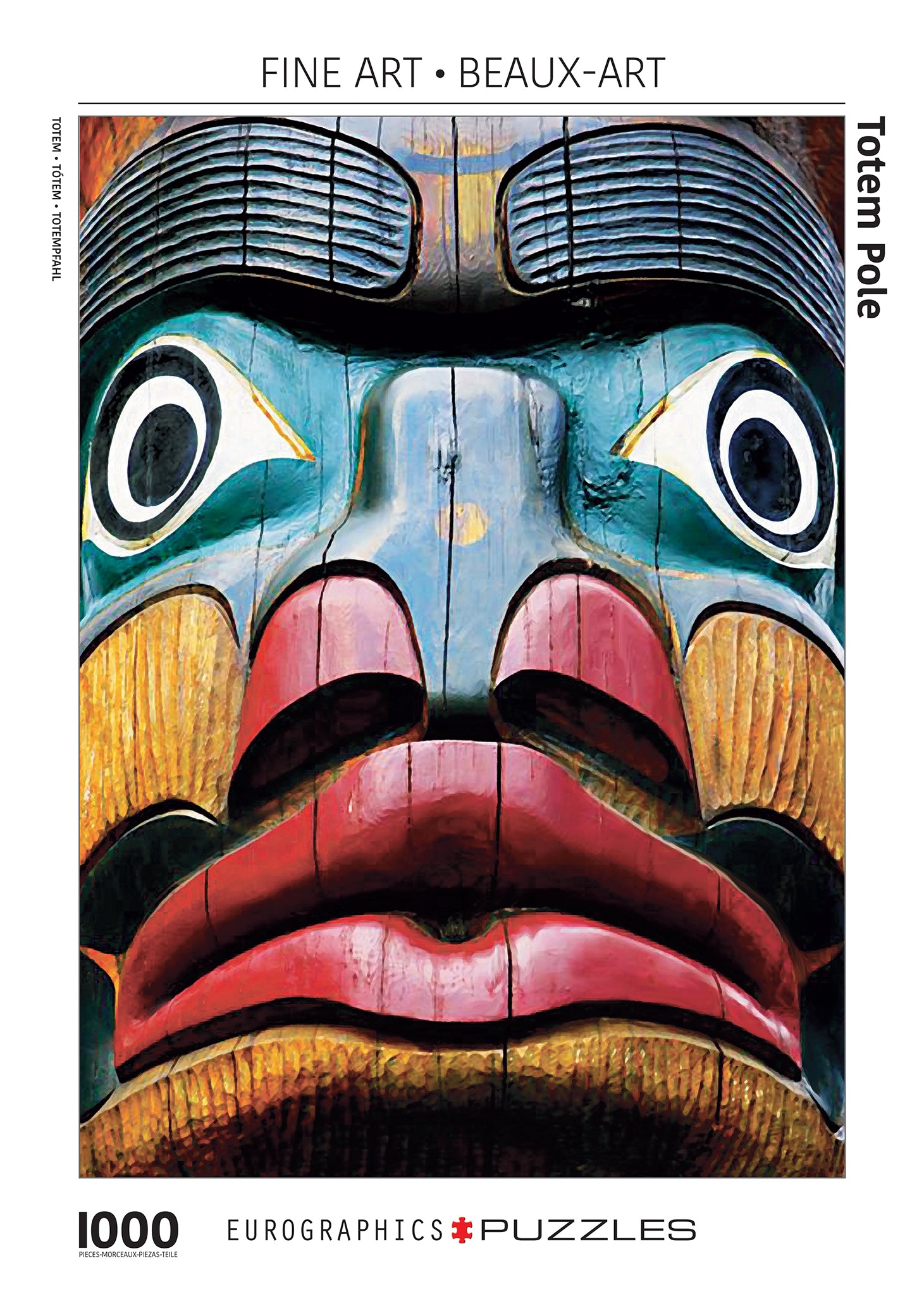 A 1000-piece jigsaw puzzle depicting a colorful totem pole.