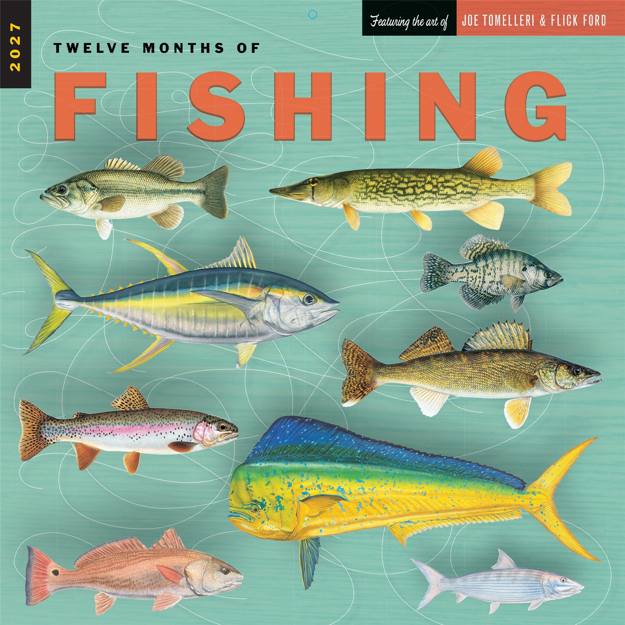 Twelve Months of Fishing 2027 Wall Calendar