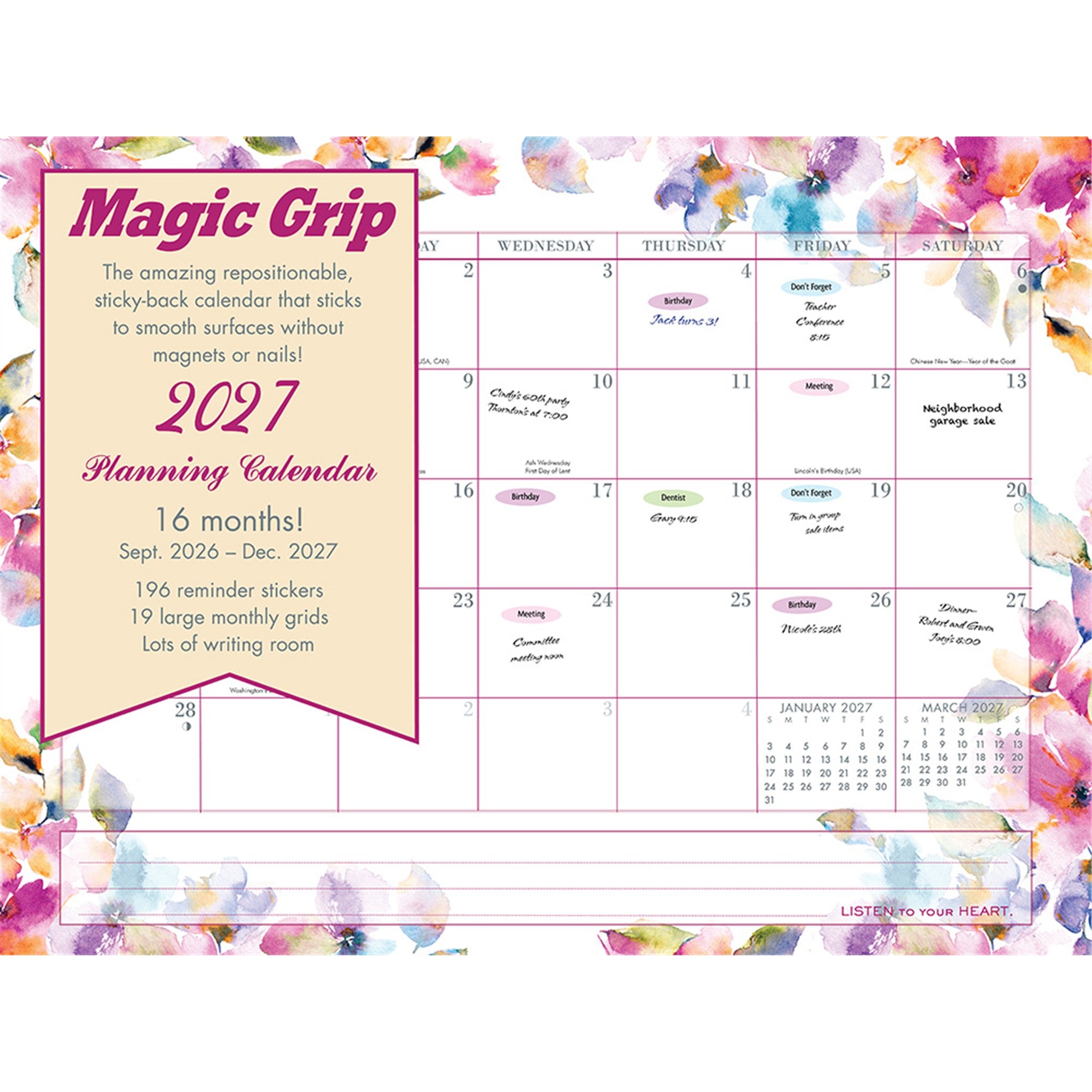 Watercolour Super Jumbo Magic Grip Exclusive 2026-2027 Wall Calendar