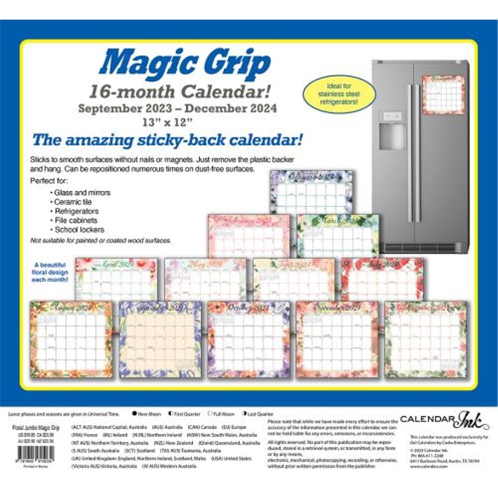 Floral 2024 Jumbo Magic Grip Wall Calendar product image