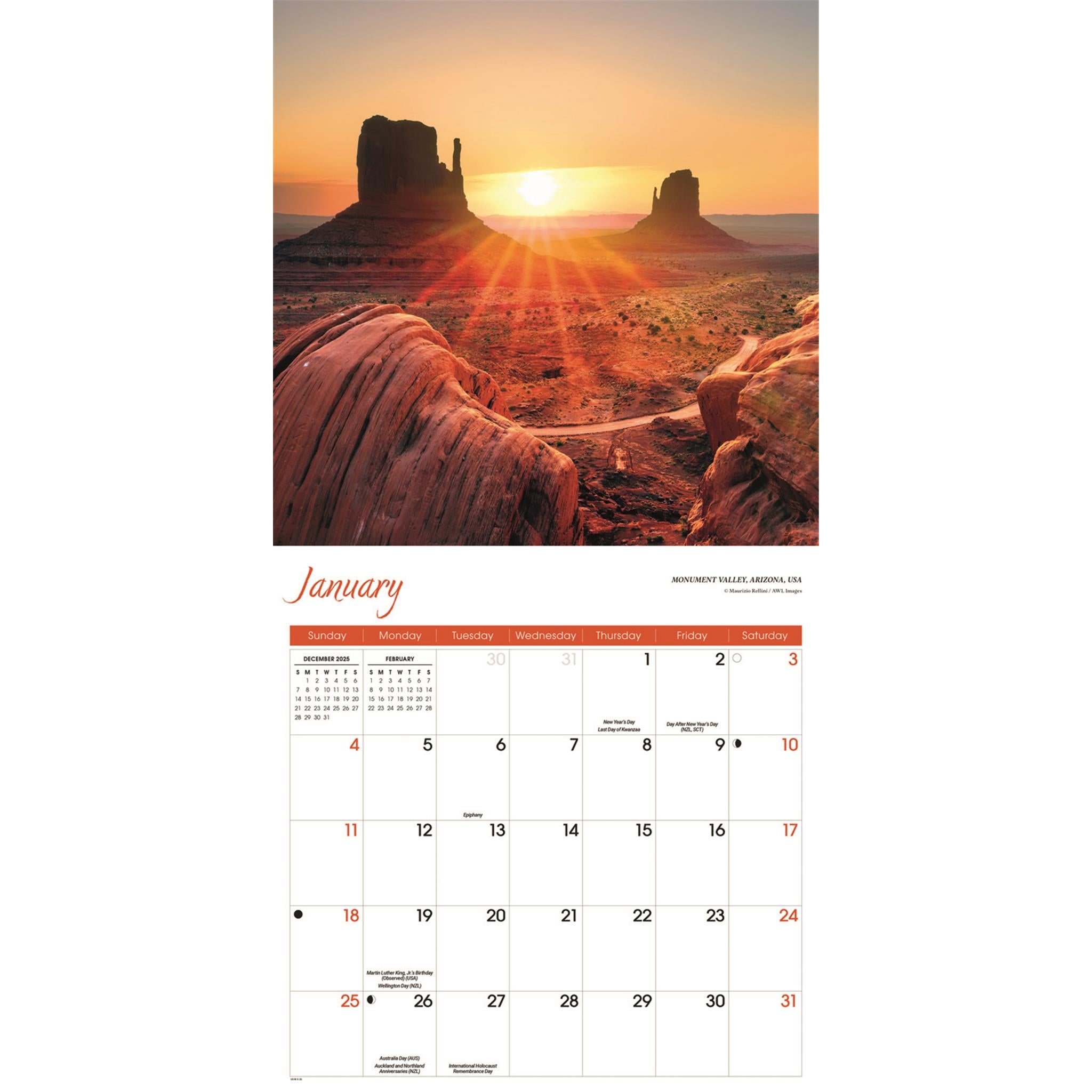 Sunrise Sunset 2026 Wall Calendar