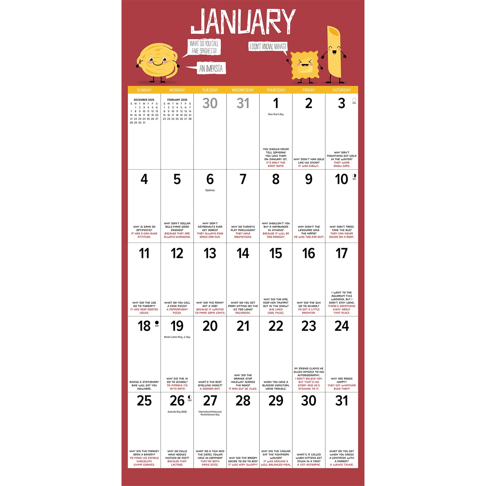 Bad Dad Jokes 2026 Wall Calendar