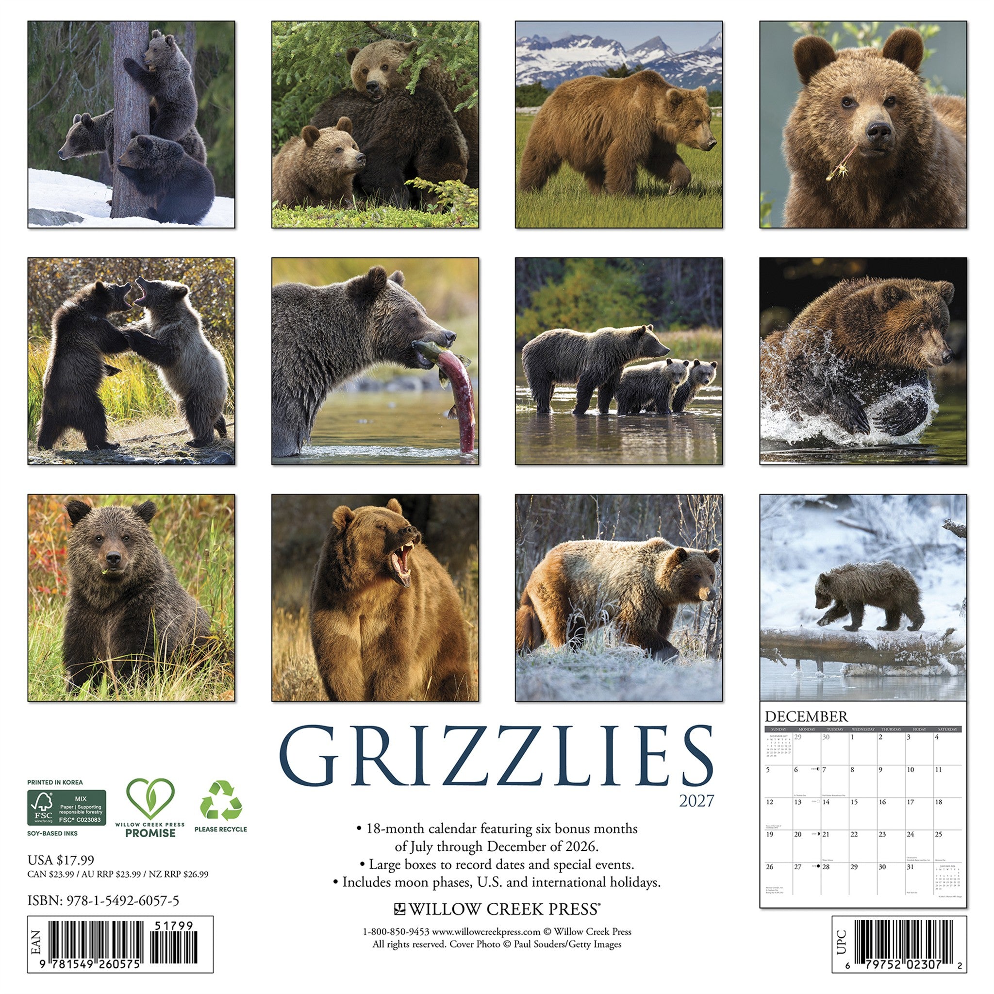 Grizzlies 2027 Wall Calendar